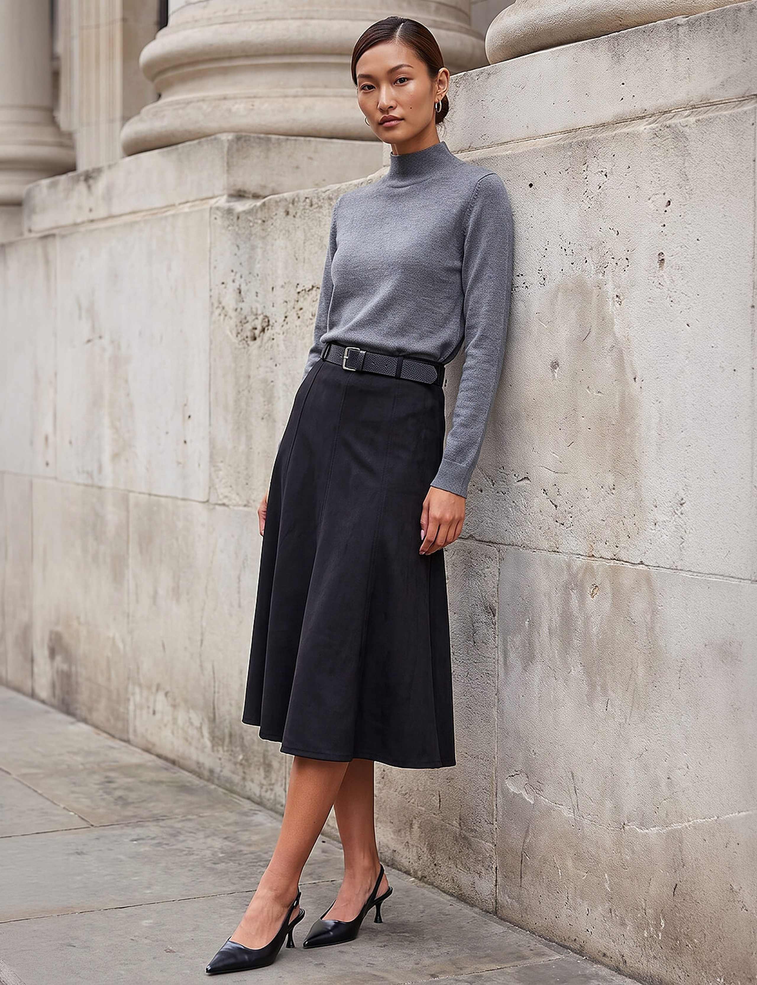 Belted Suedette Midi Skirt 3 of 4