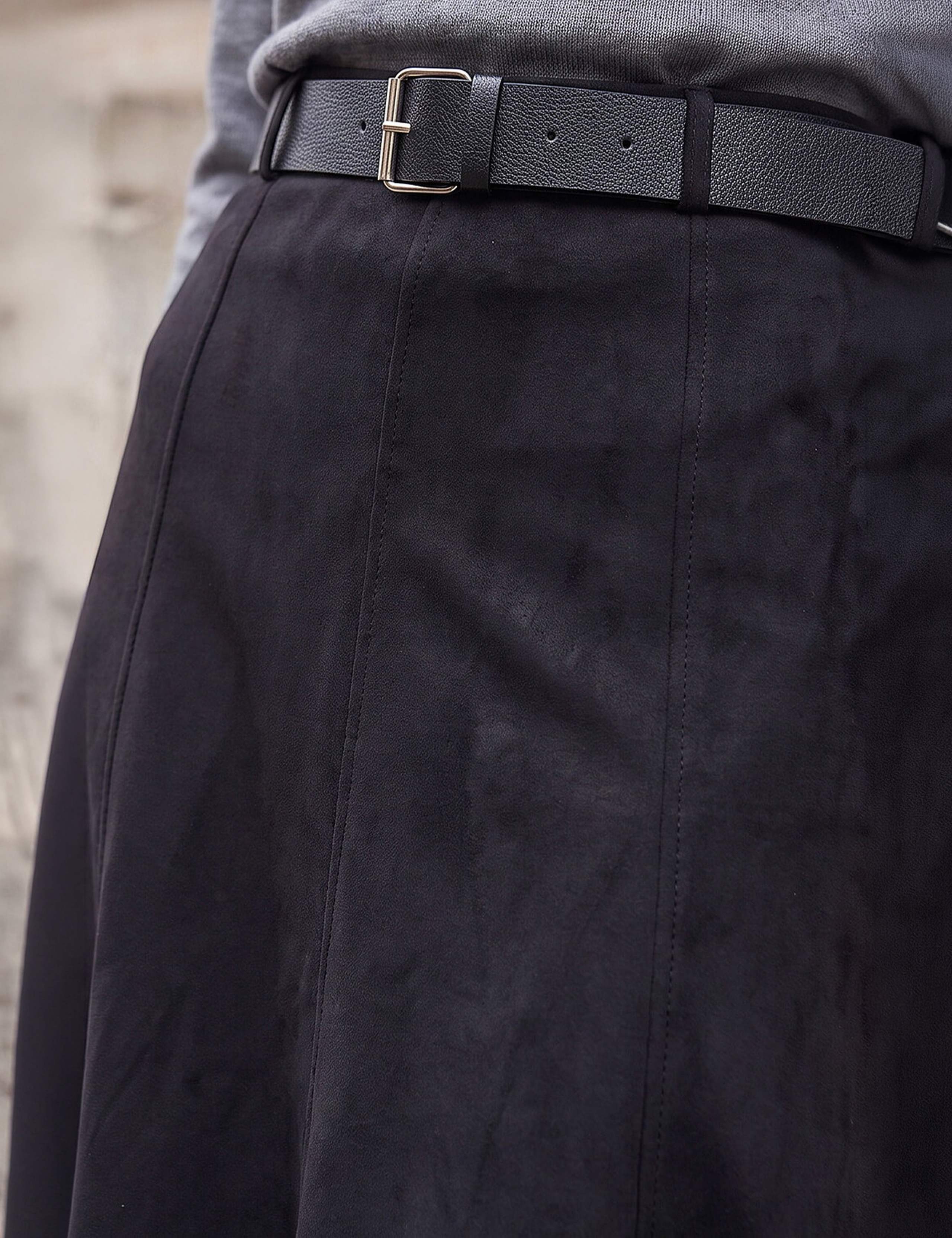 Belted Suedette Midi Skirt 4 of 4