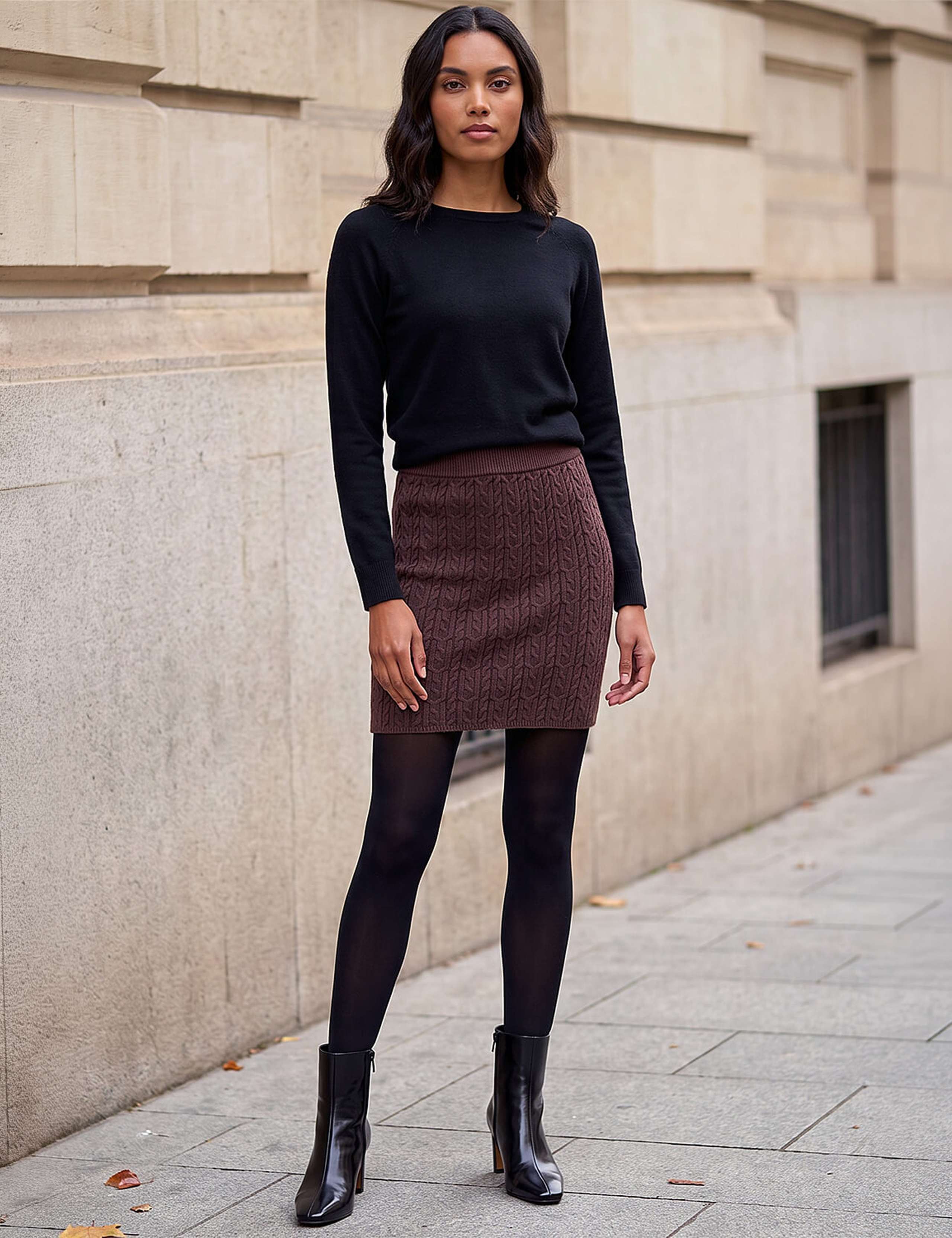Cable Knit Elasticated Waist Skirt 3 of 4