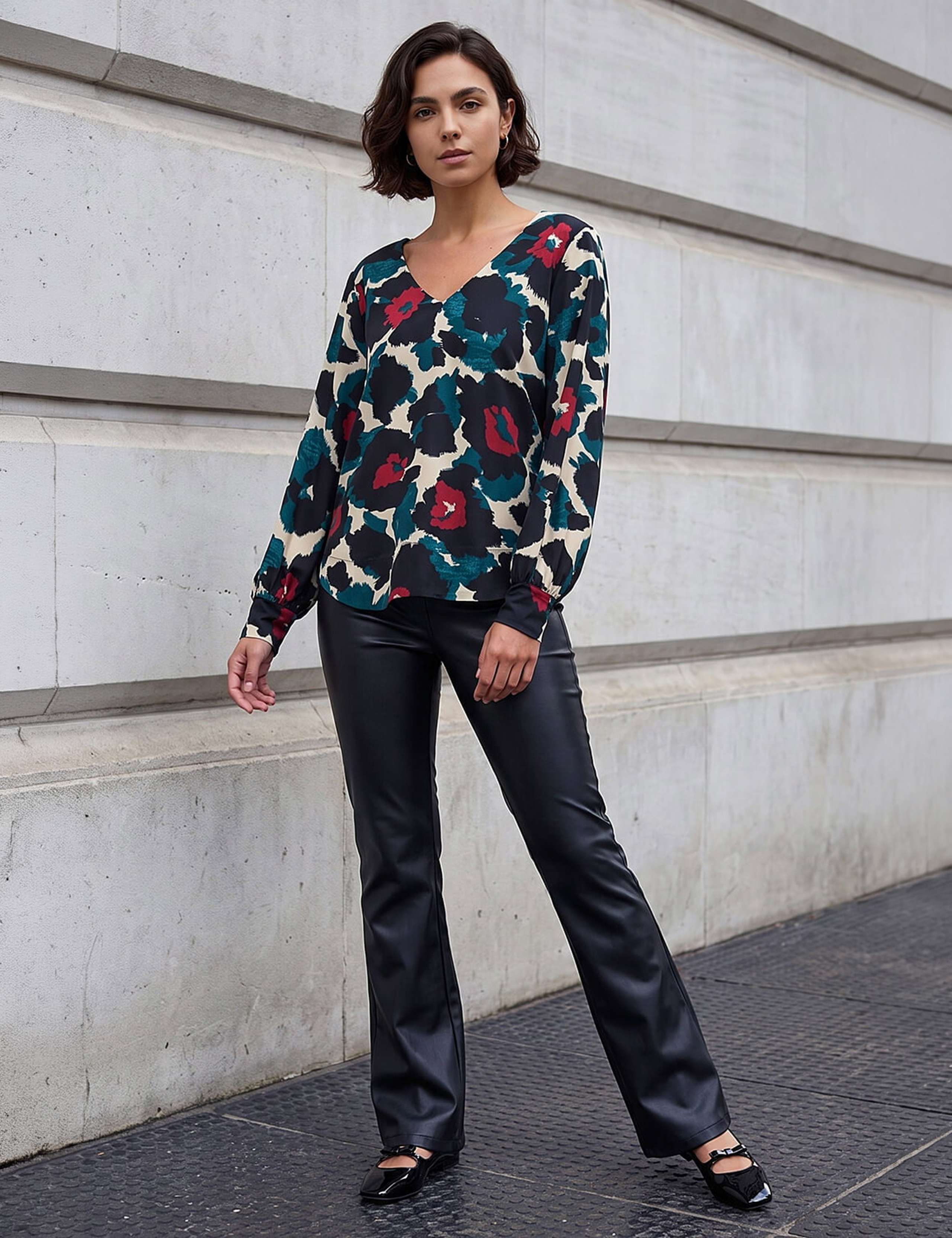 Animal Print V Neck Top 3 of 4