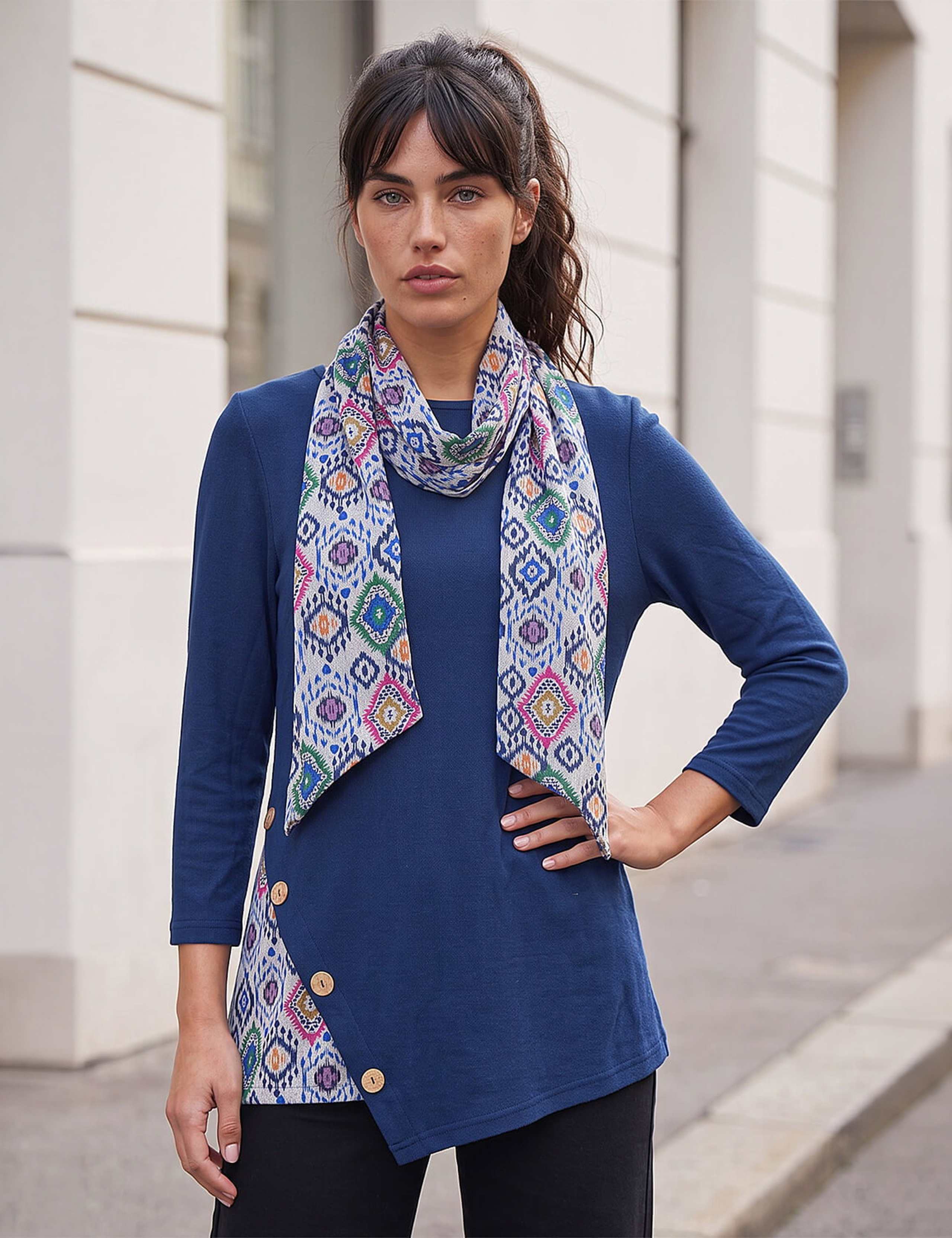 Asymmetric Hem Scarf Detail Top 1 of 4