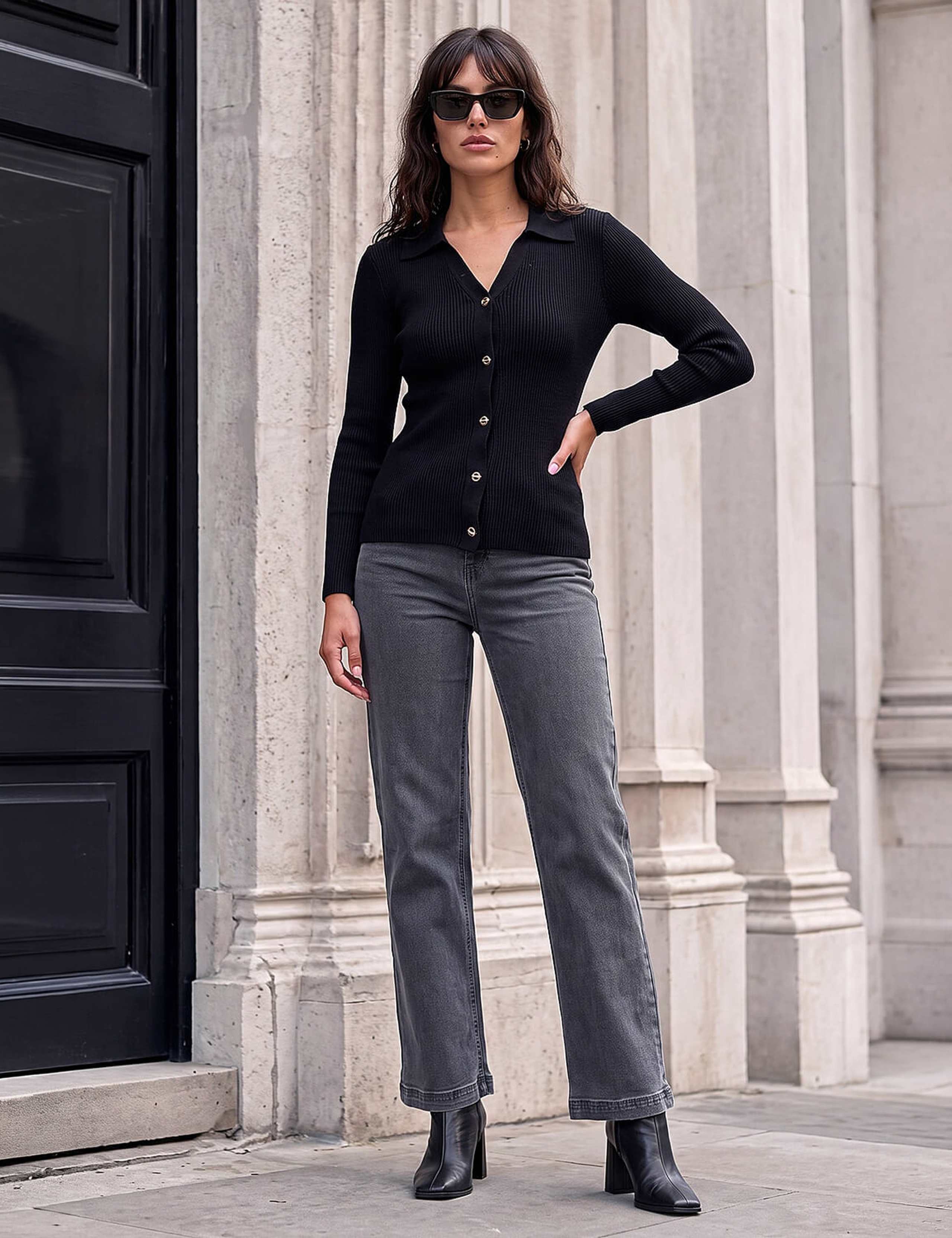 Ribbed Knitted Henley Top 2 of 4