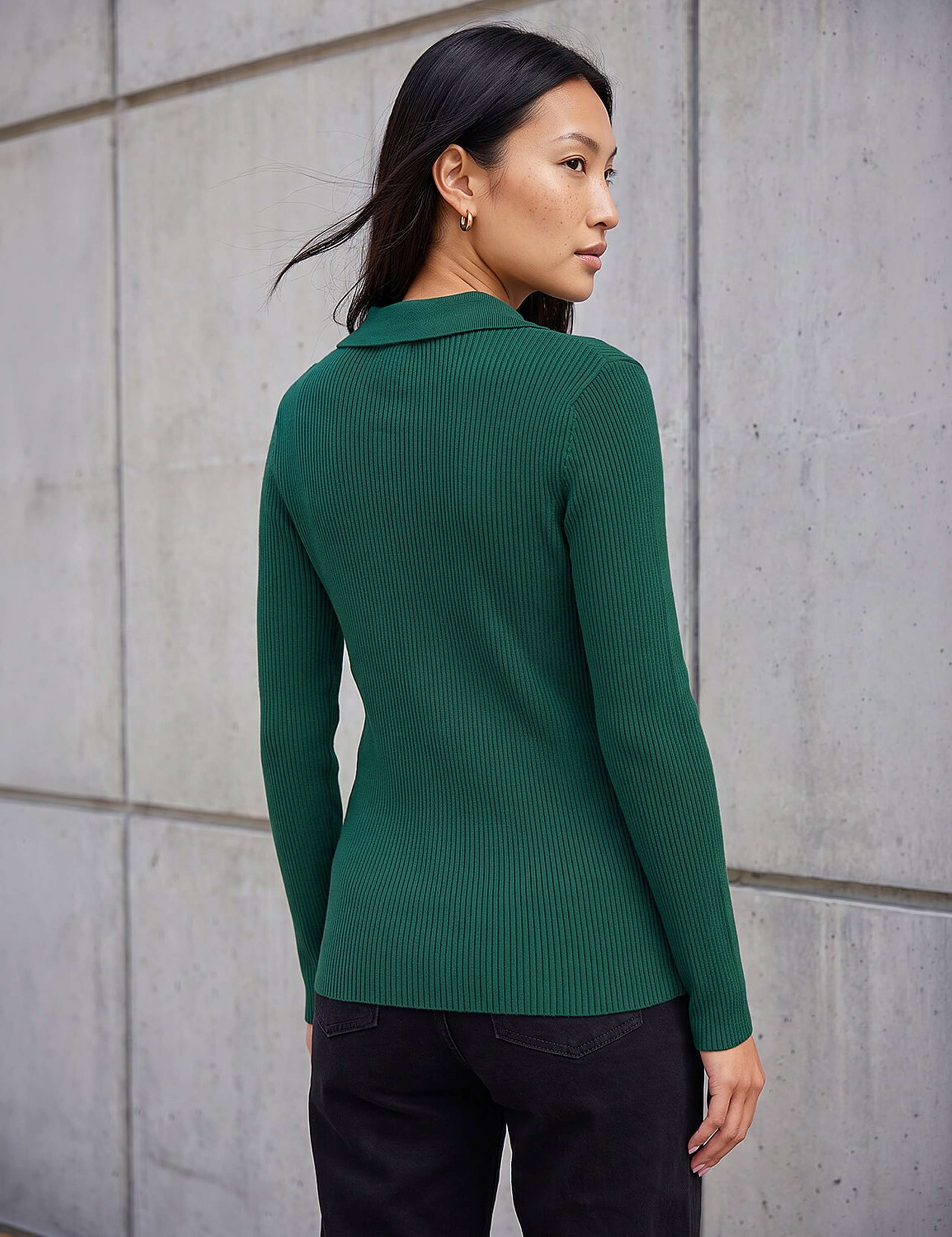 Ribbed Knitted Henley Top 3 of 4