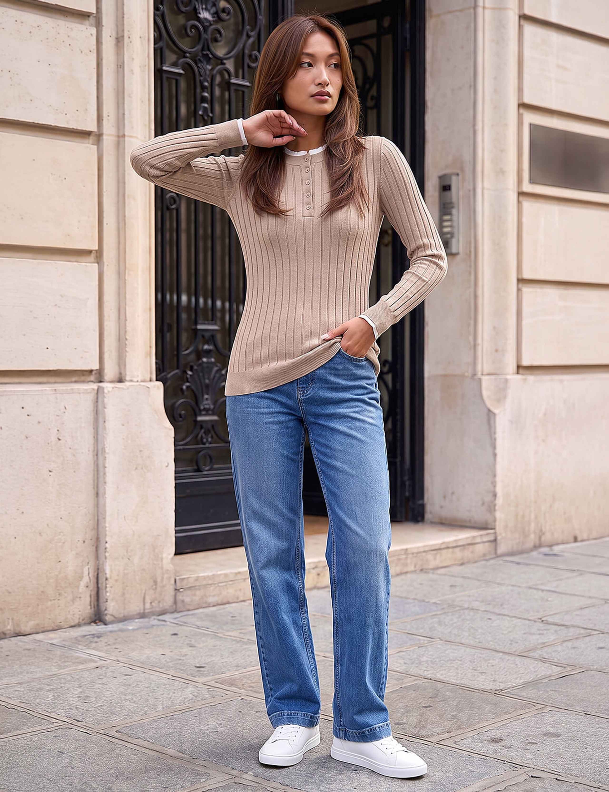 Ribbed Double Mock Henley Top 2 of 4