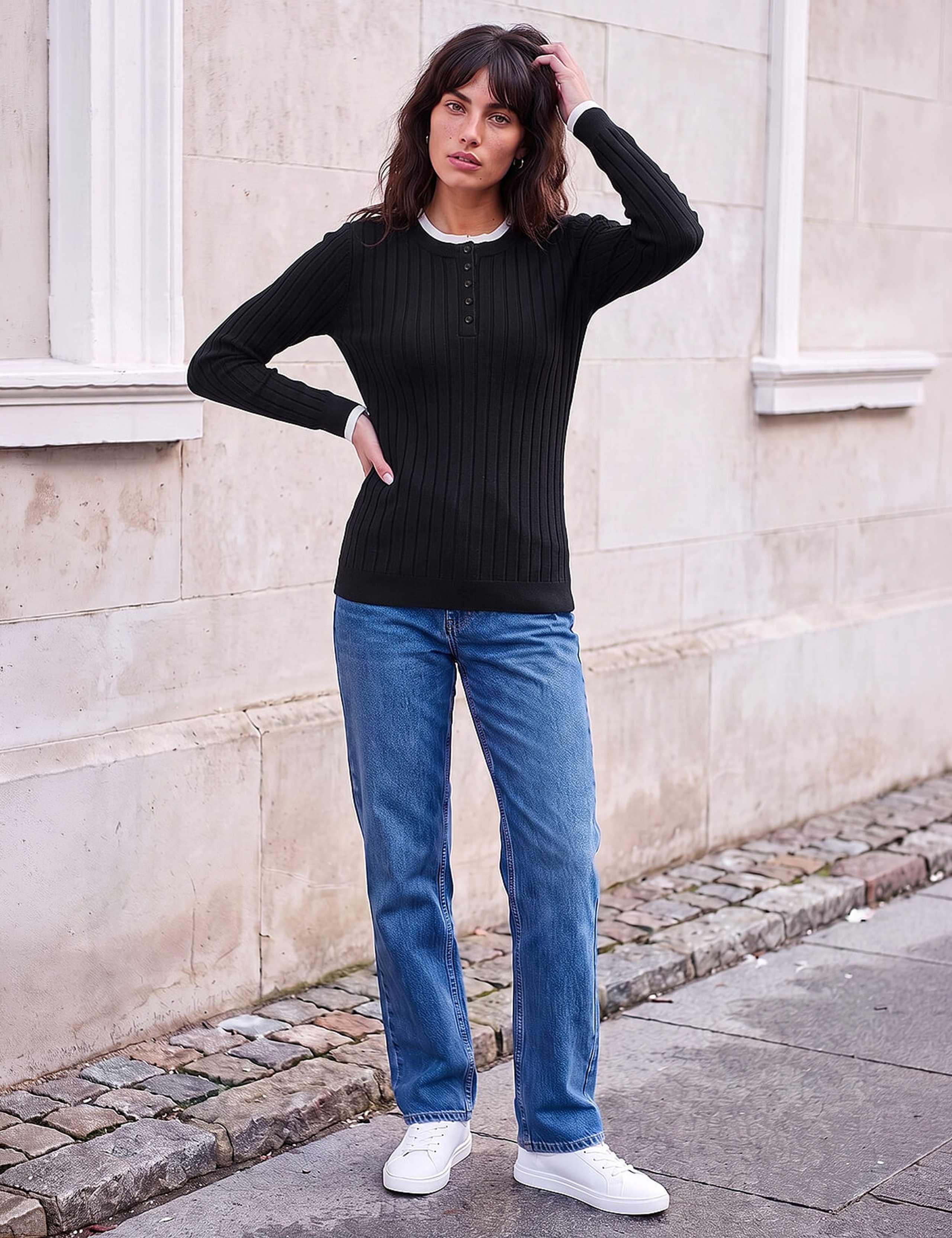Ribbed Double Mock Henley Top 2 of 4