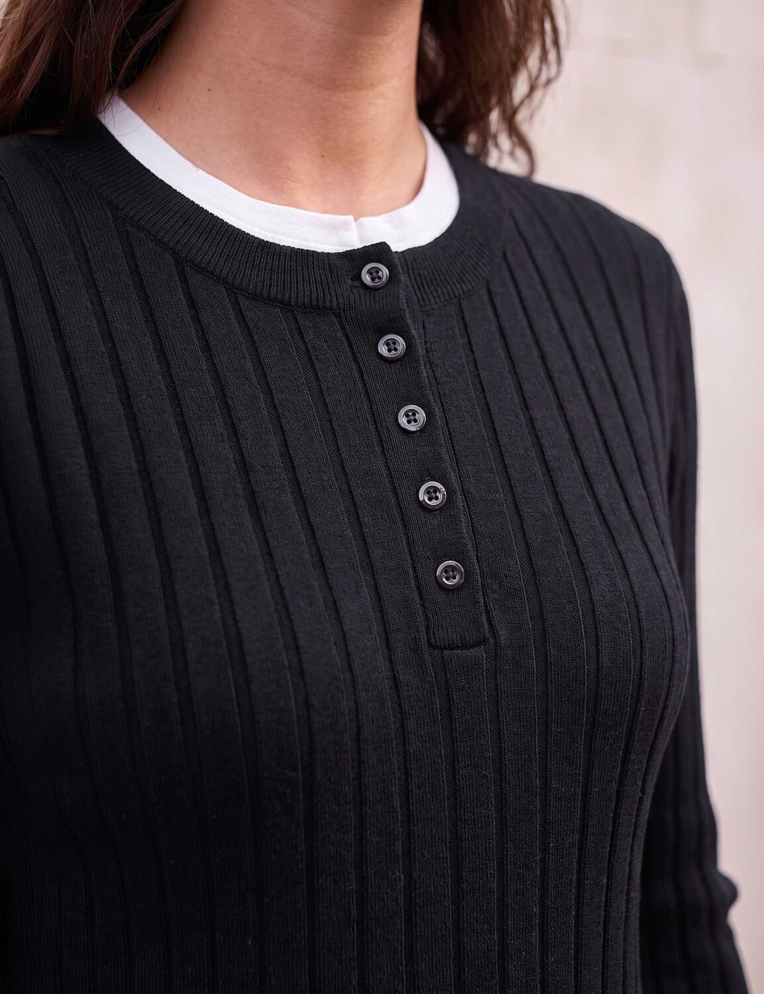 Ribbed Double Mock Henley Top 4 of 4