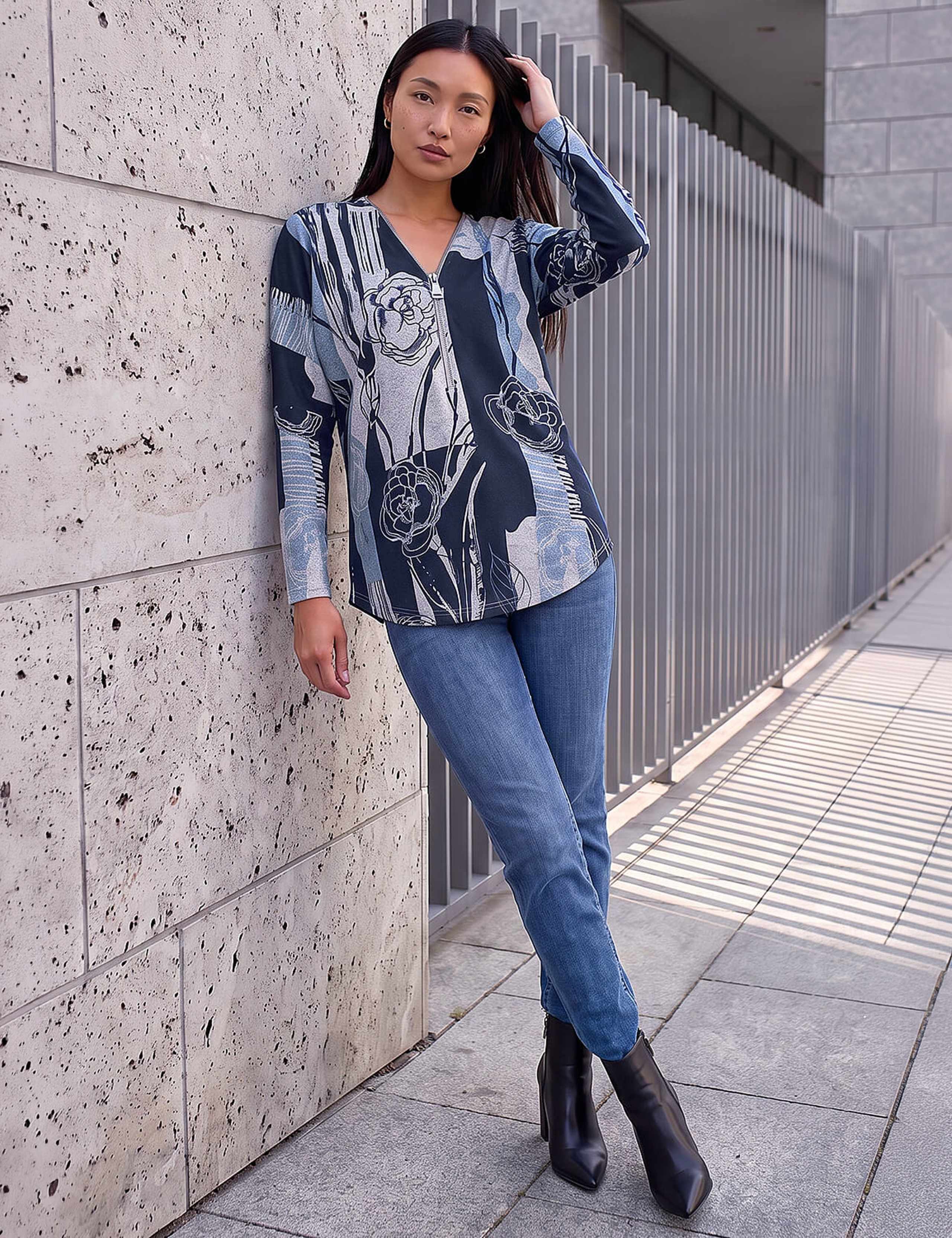 Floral Regular Fit Zip Up Top 2 of 4