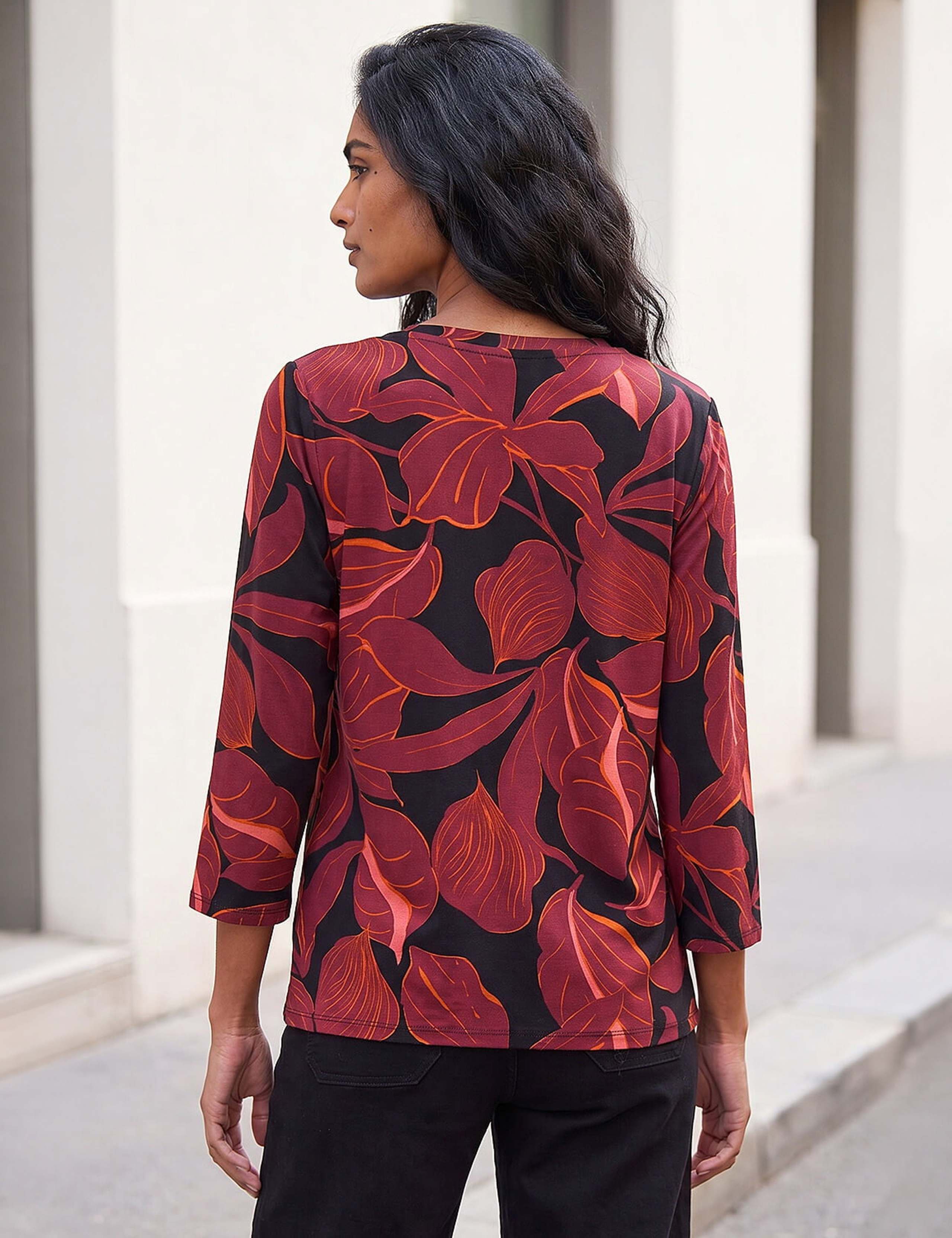 Floral V Neck Stretch Top 2 of 4