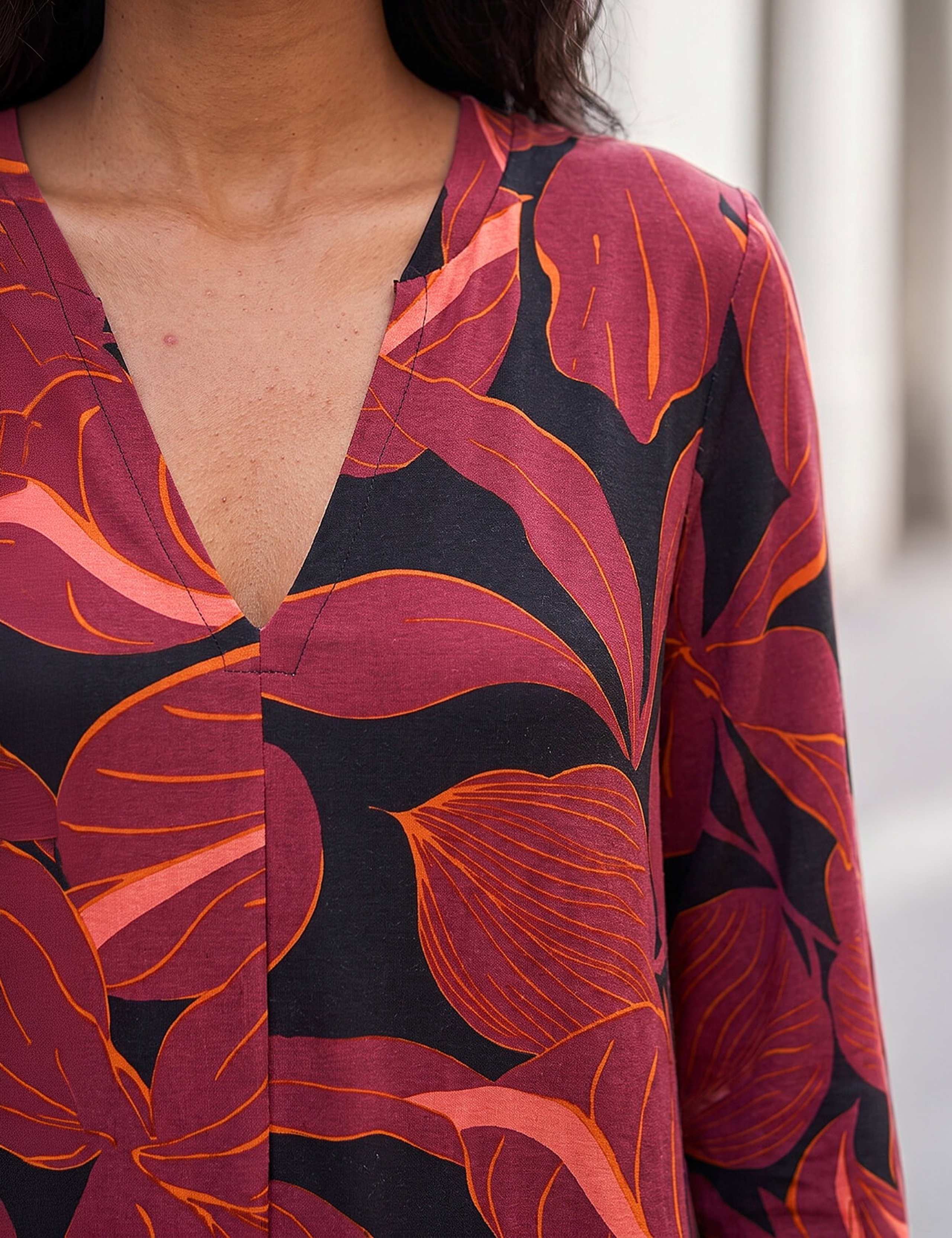 Floral V Neck Stretch Top 4 of 4