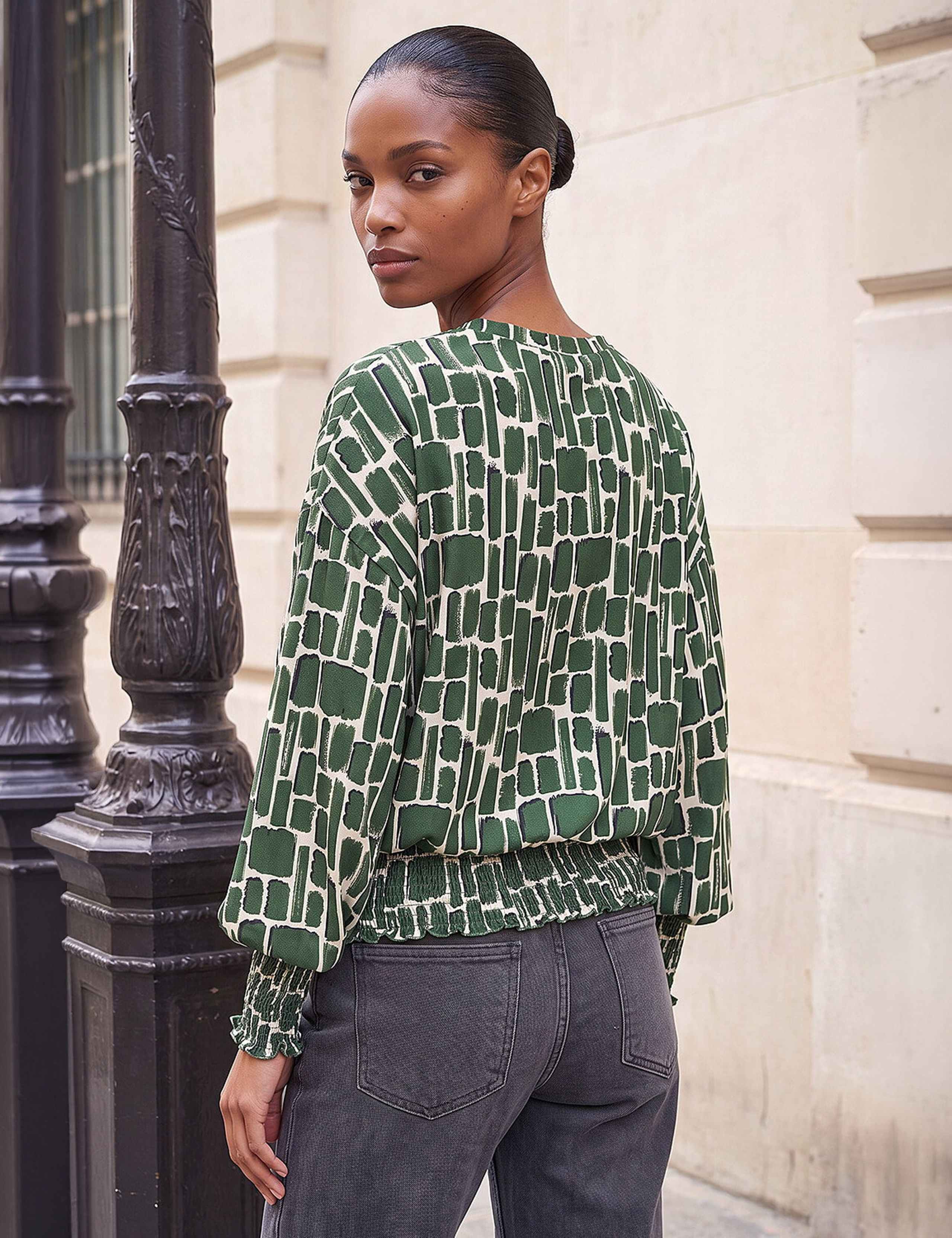 Geometric Shirred Top 3 of 4