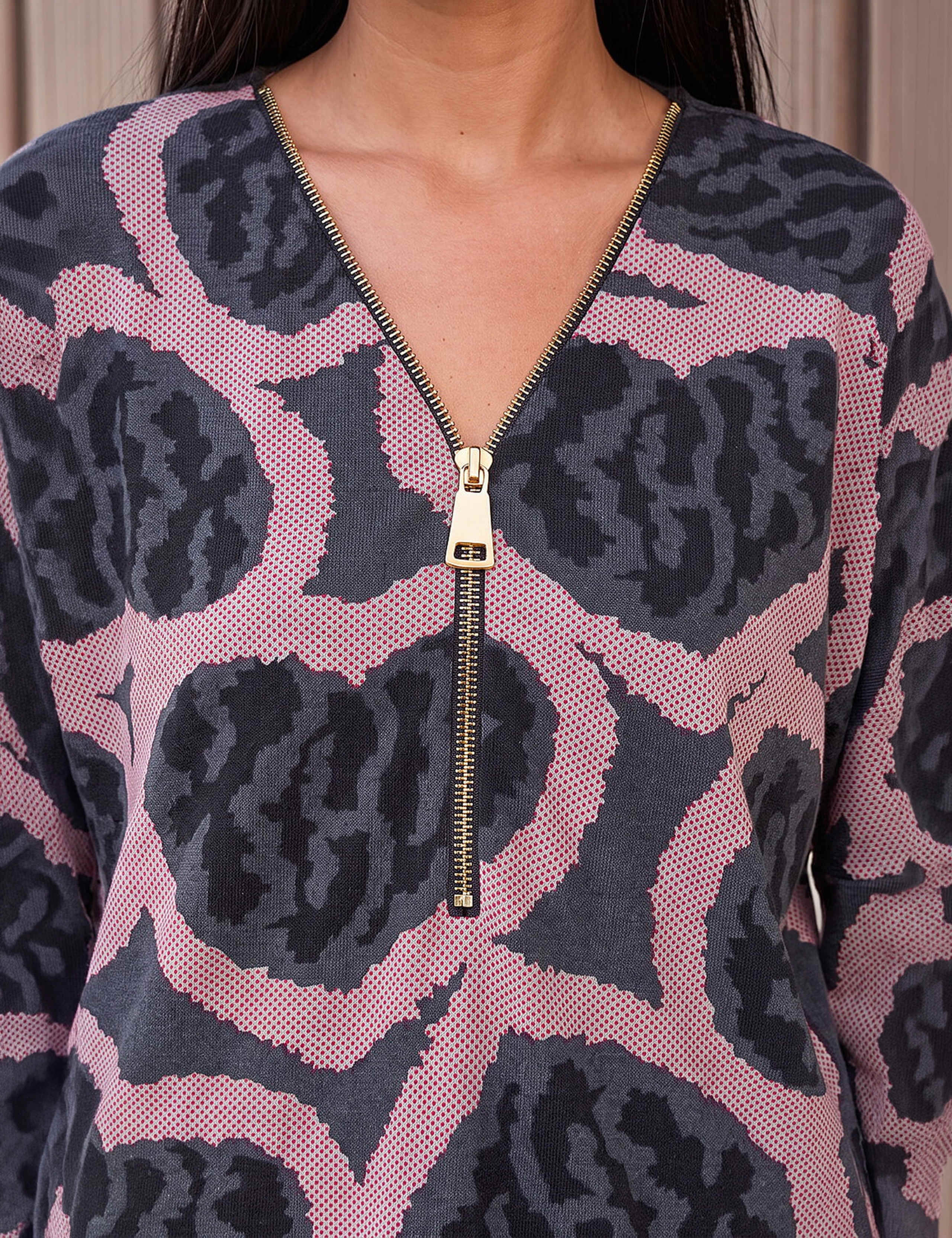 Heart Print Zip Up Top 4 of 4