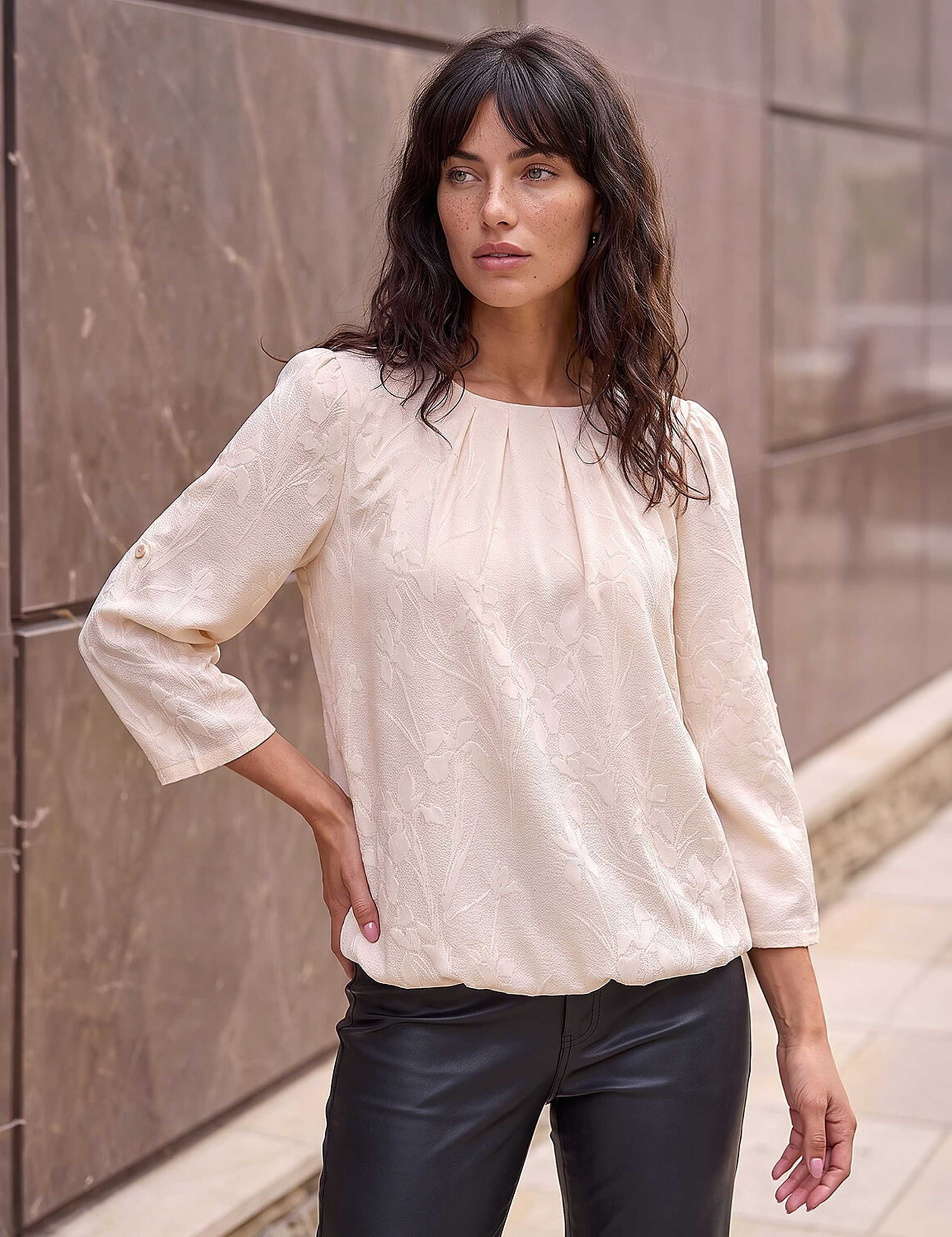 Jacquard Textured Bubble Hem Top 4 of 4