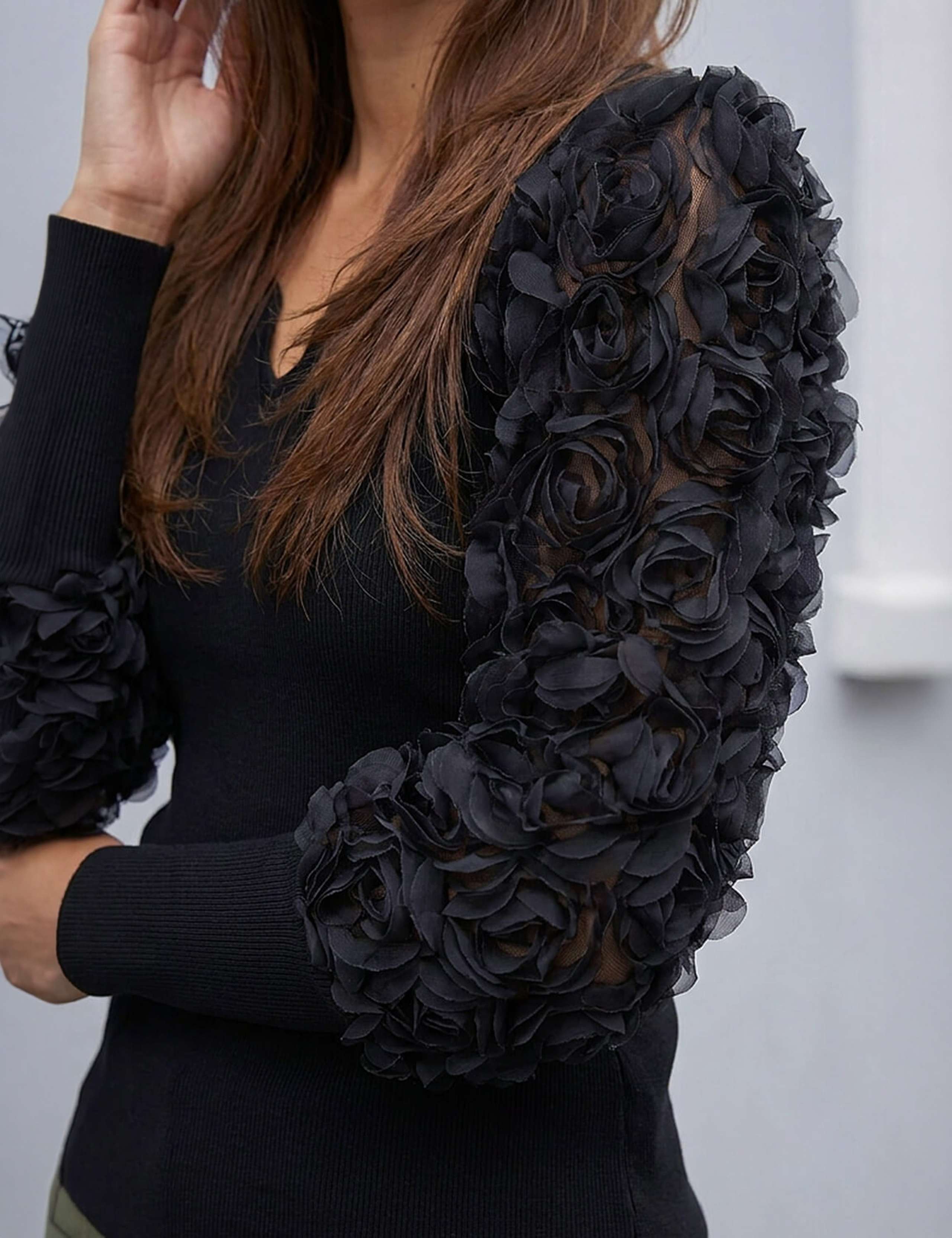 Lace Sleeve V Neck Knitted Top 4 of 4