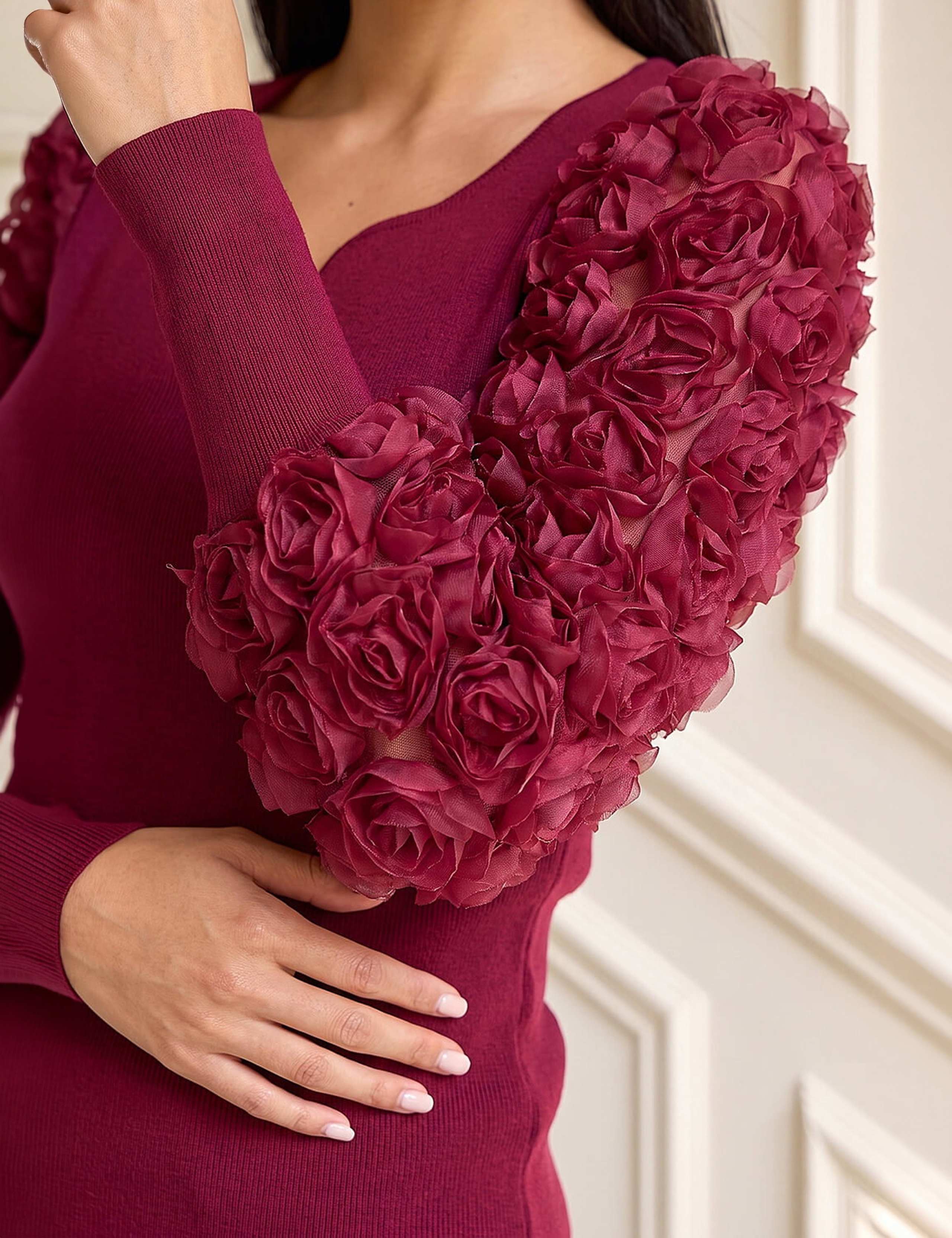 Lace Sleeve V Neck Knitted Top 4 of 4