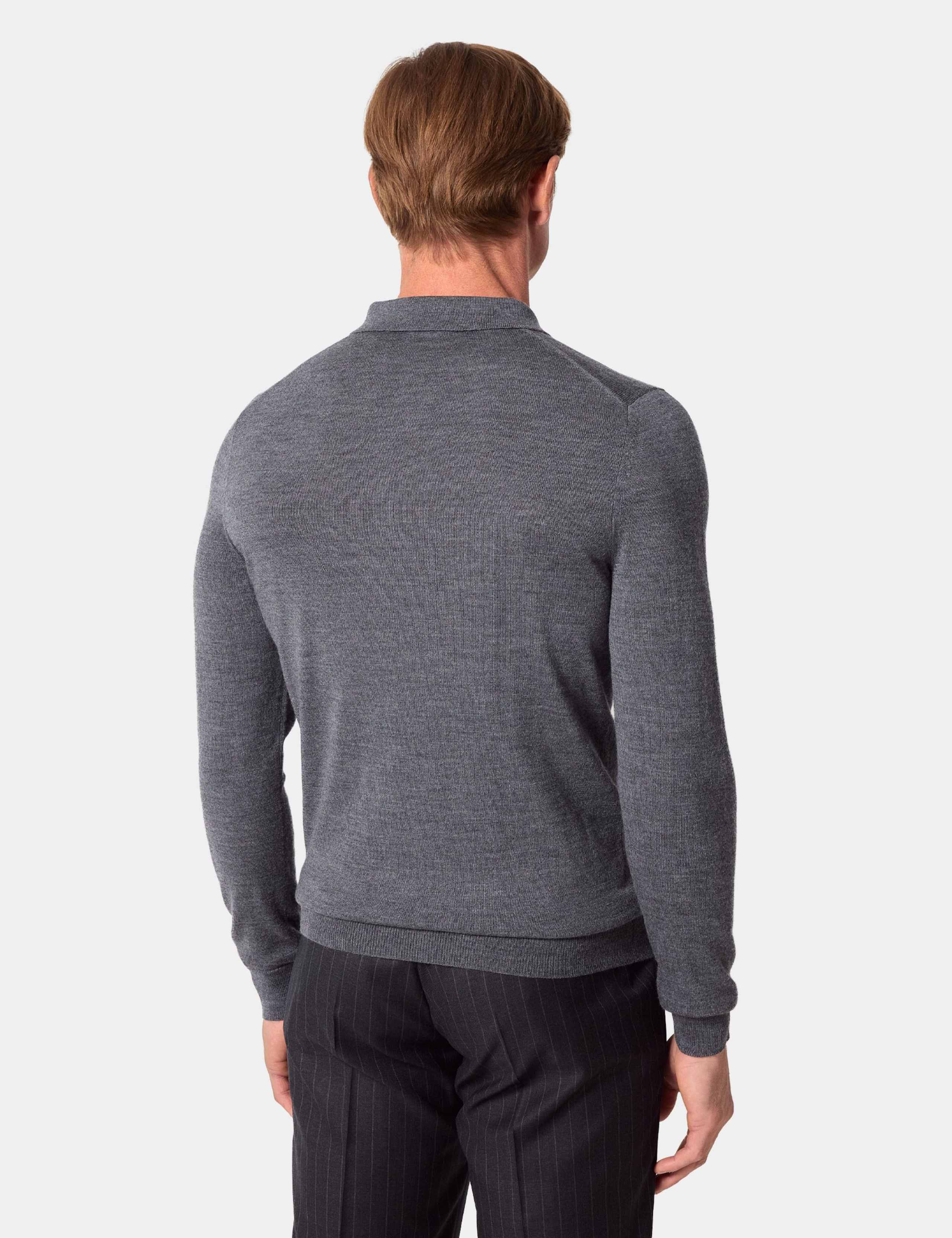Pure Wool Long Sleeve Polo Shirt 2 of 2
