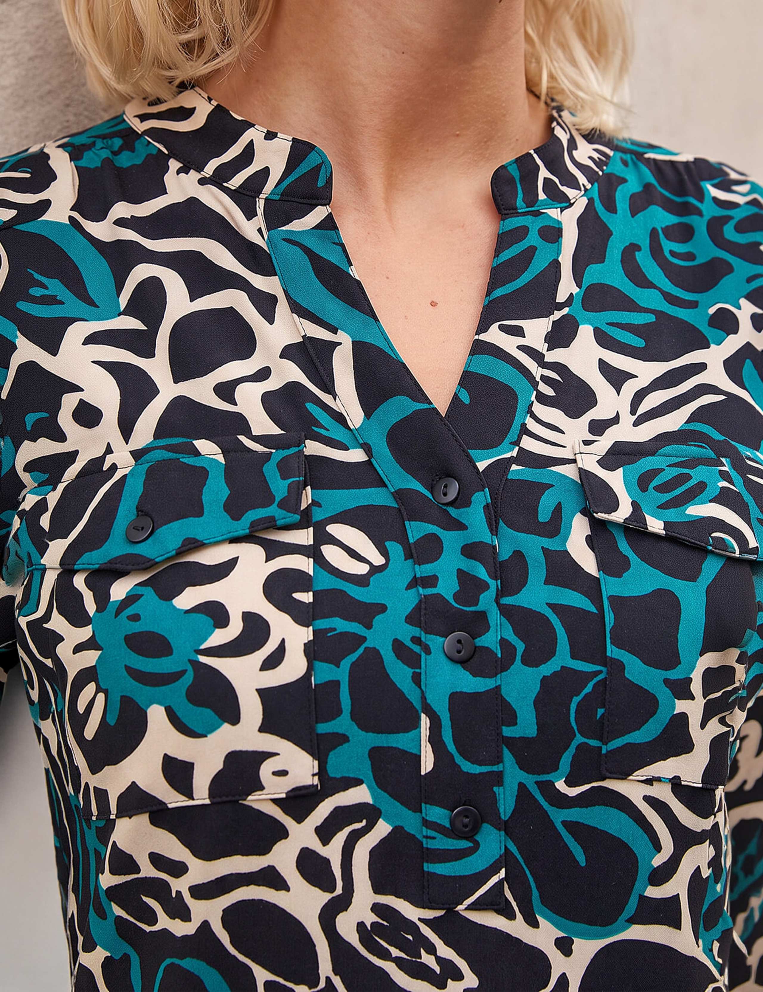 Petite Abstract Print Button Top 4 of 4