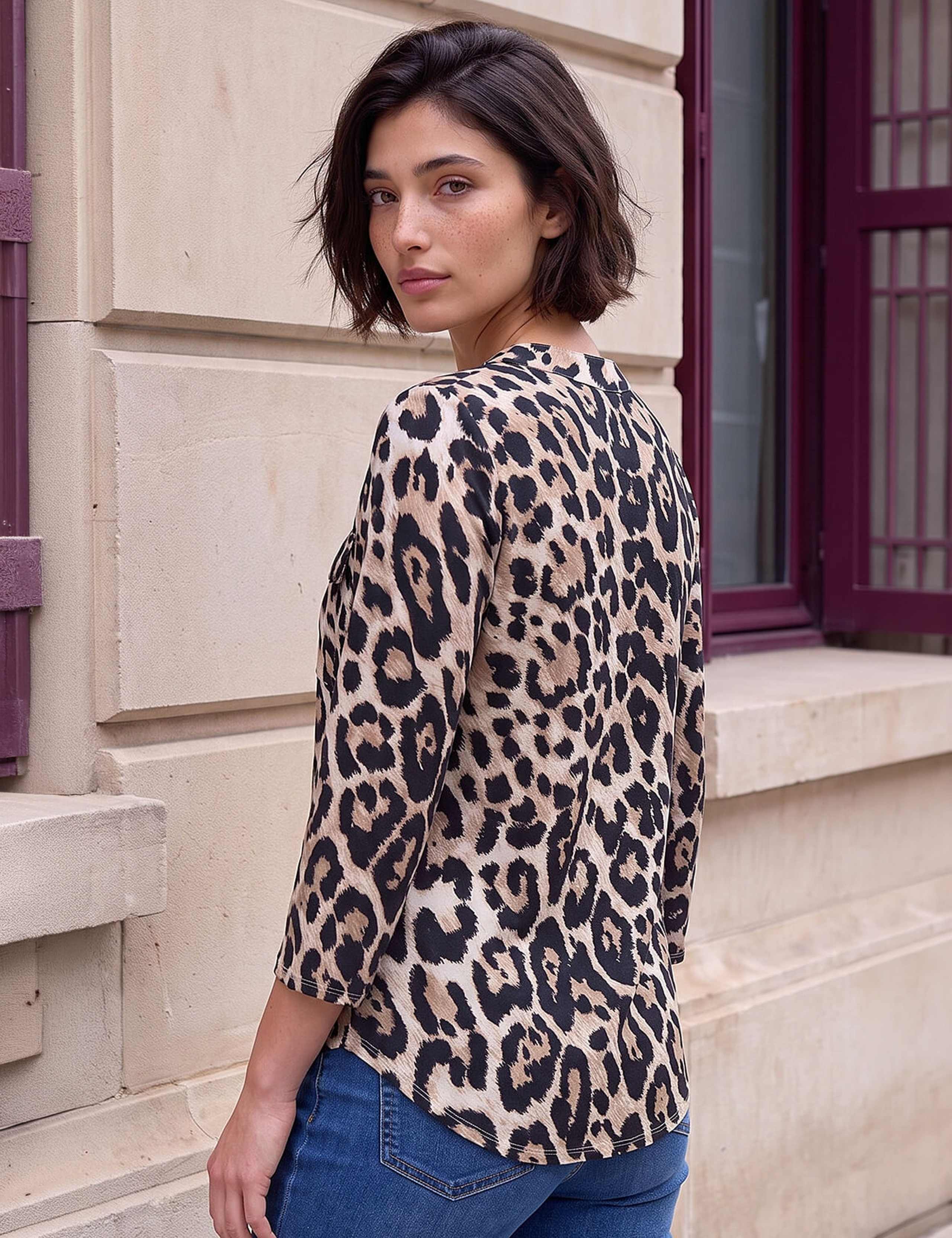 Petite Animal Print Button Top 2 of 4