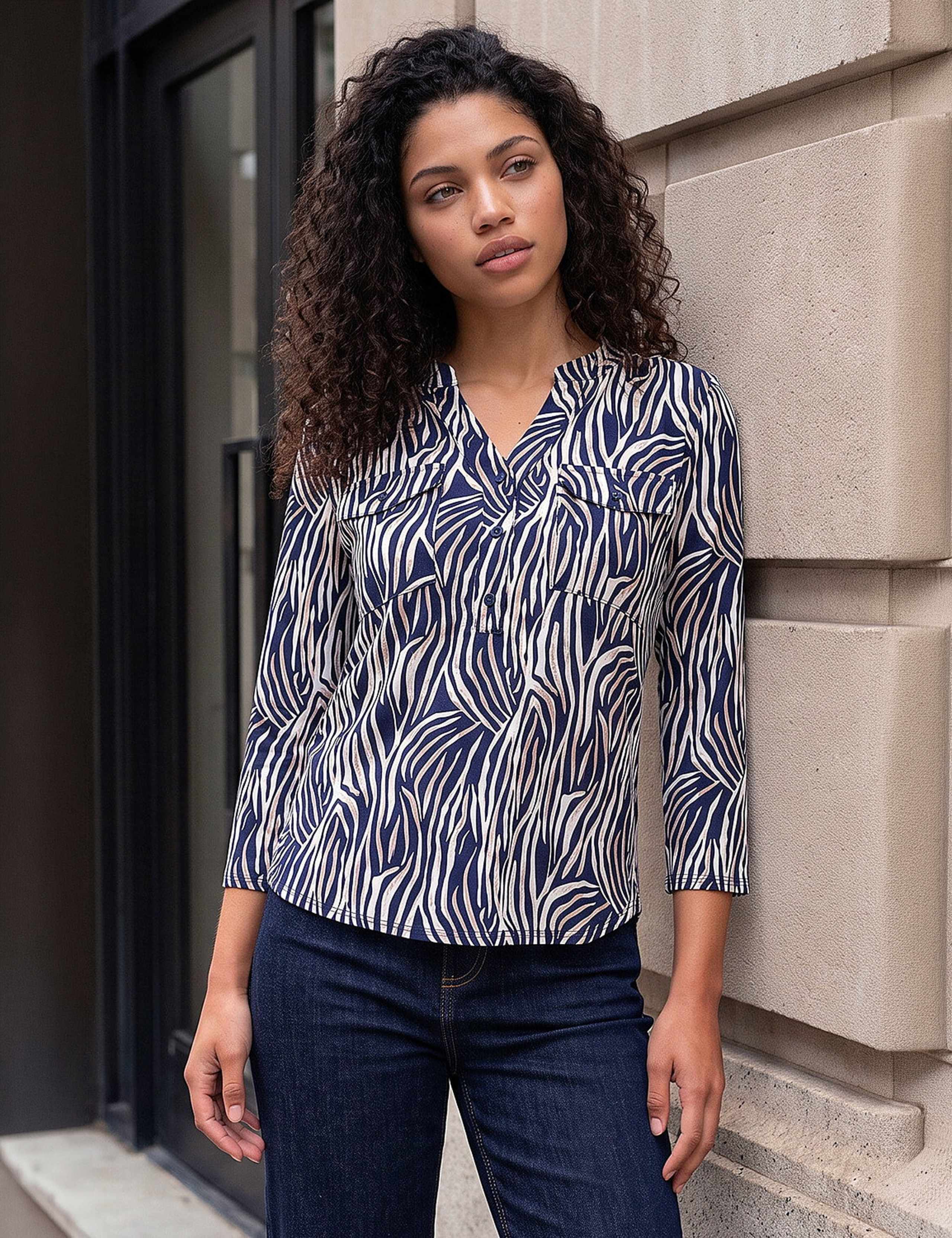 Petite Animal Print Button Top 2 of 4