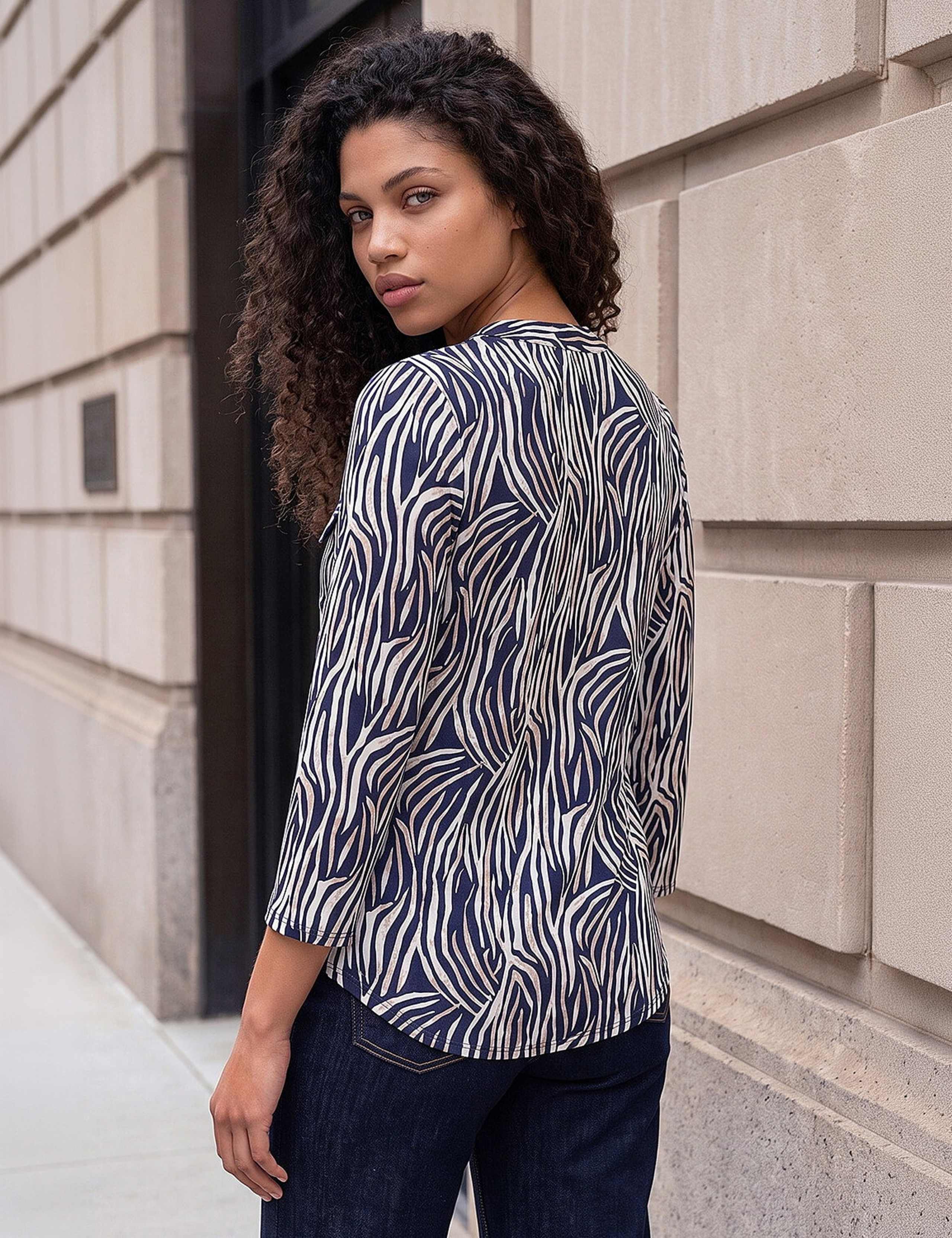 Petite Animal Print Button Top 3 of 4