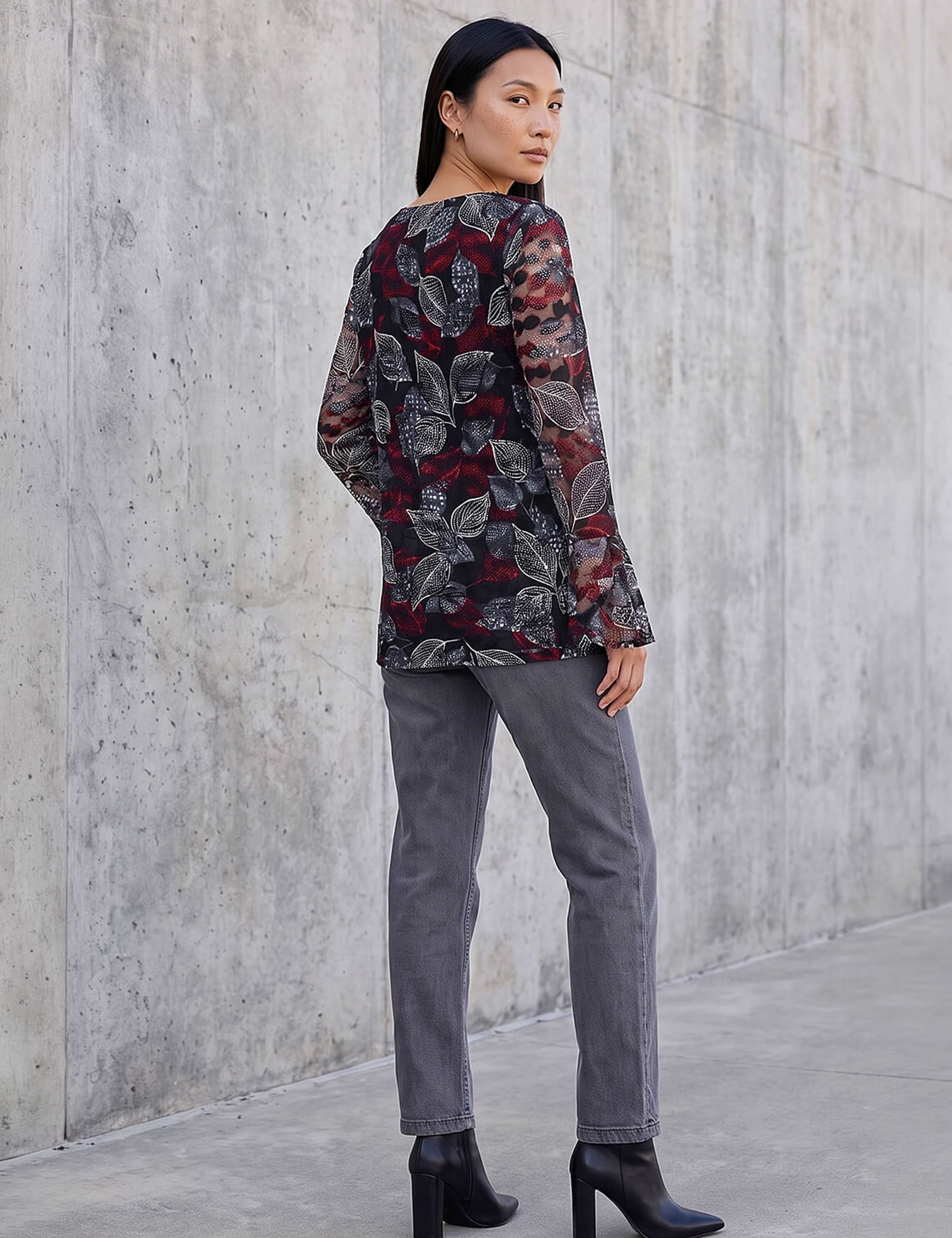 Lace Printed V Neck Top 3 of 4
