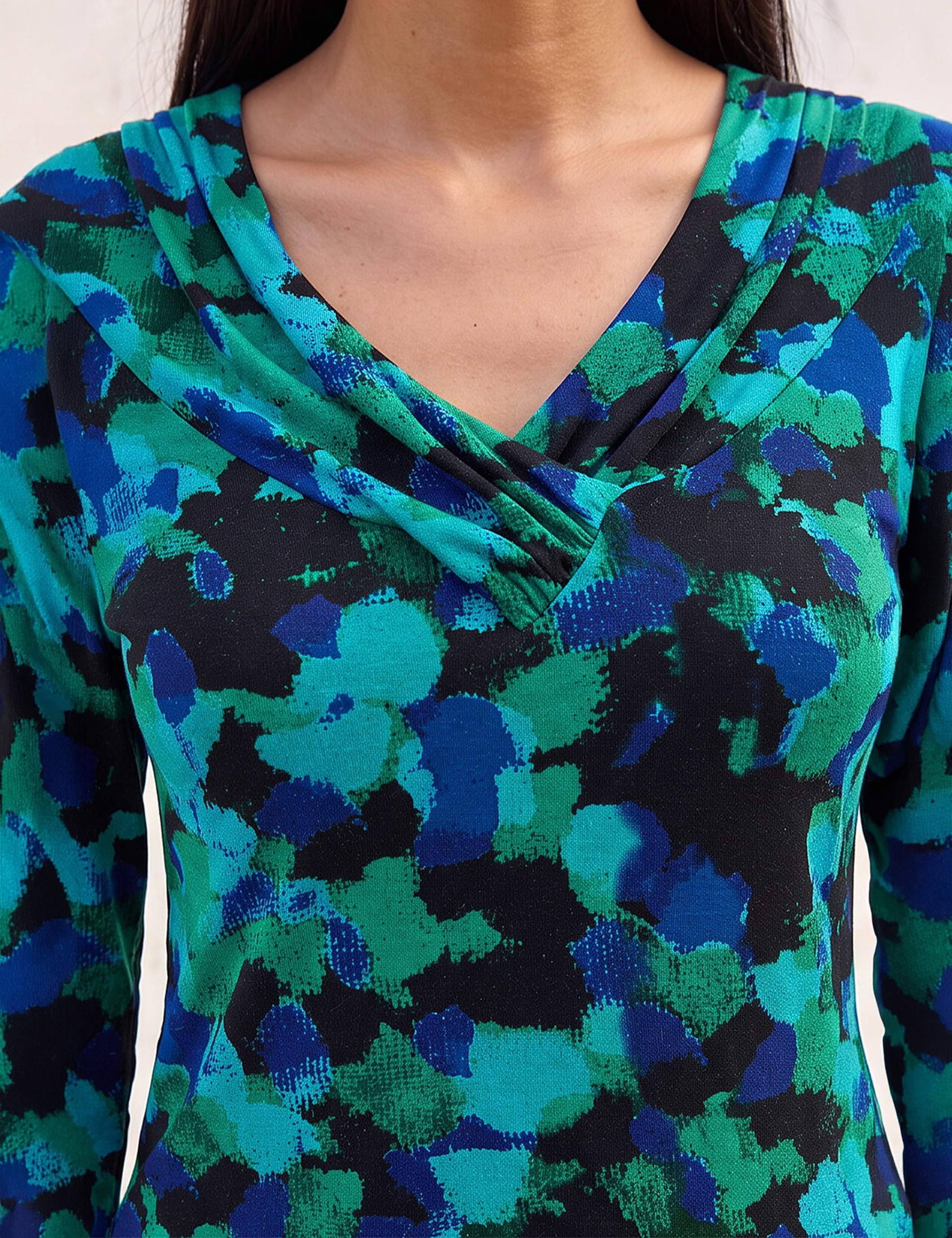 Printed V Neck Stretch Top 4 of 4