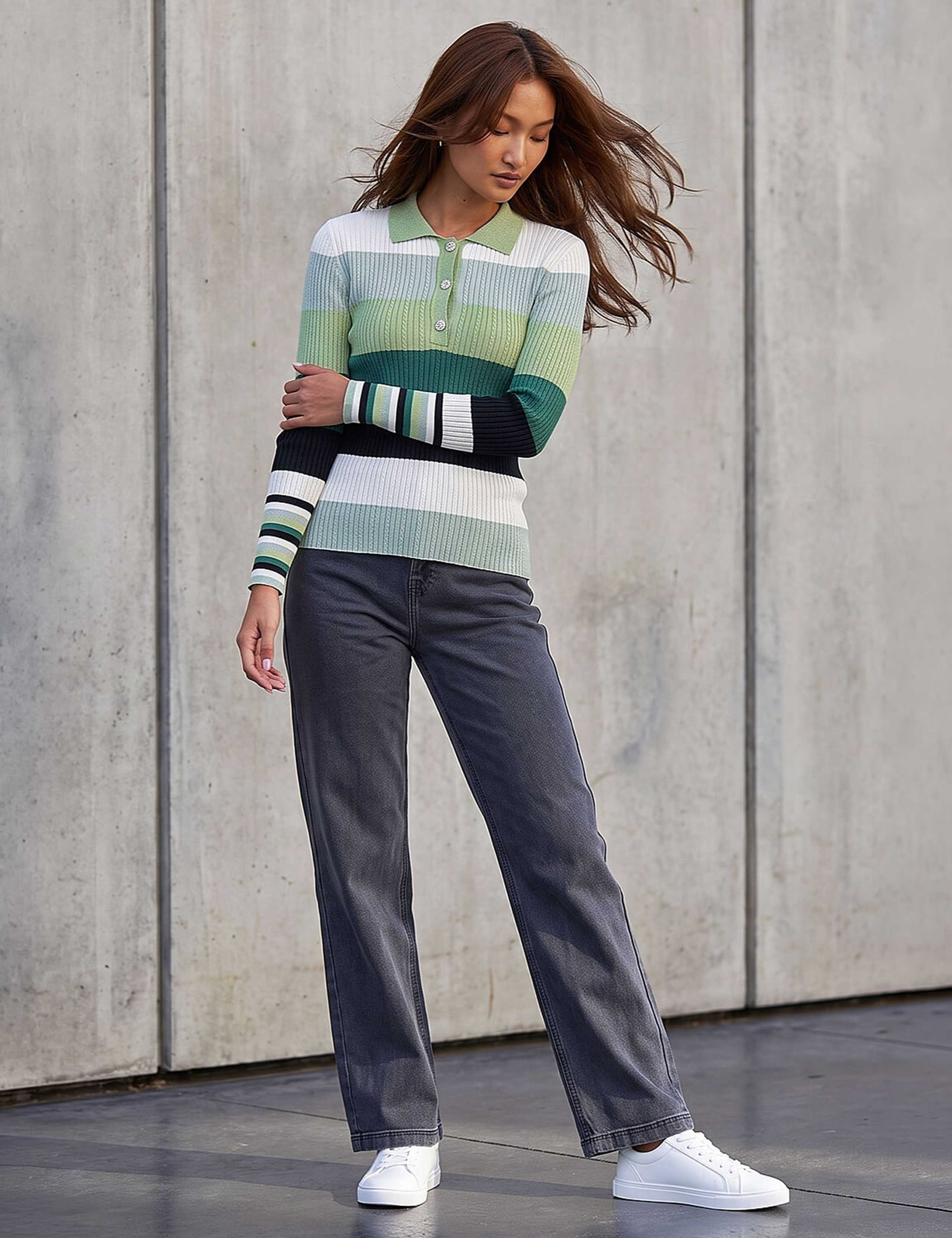 Striped Collared Regular Fit Top 3 of 4