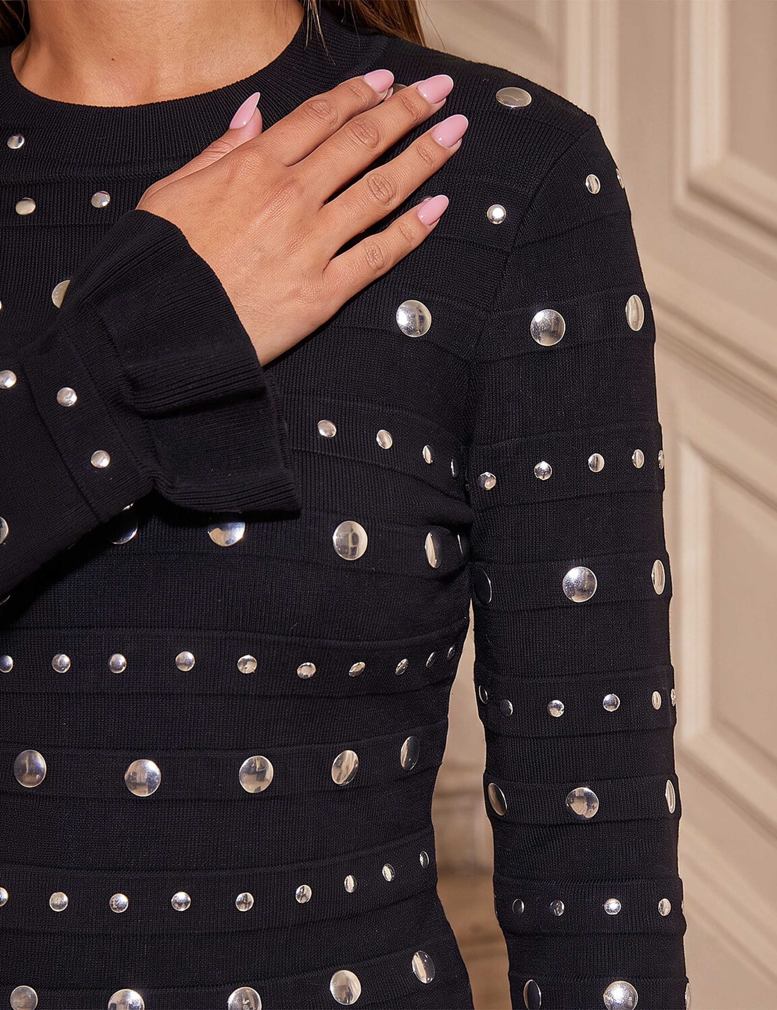Studded Frill Detail Knitted Top 4 of 4