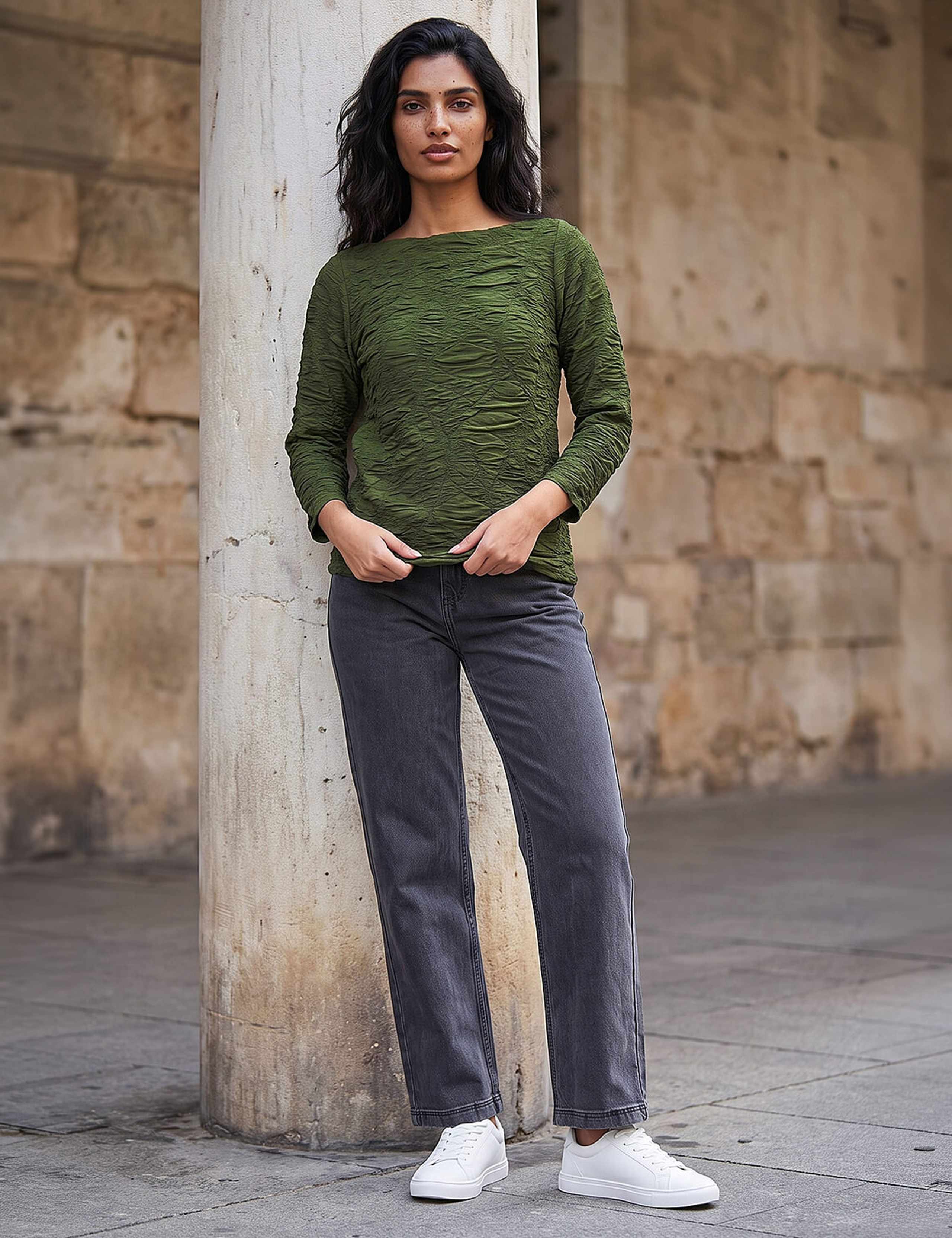 Textured Slash Neck Top 2 of 4