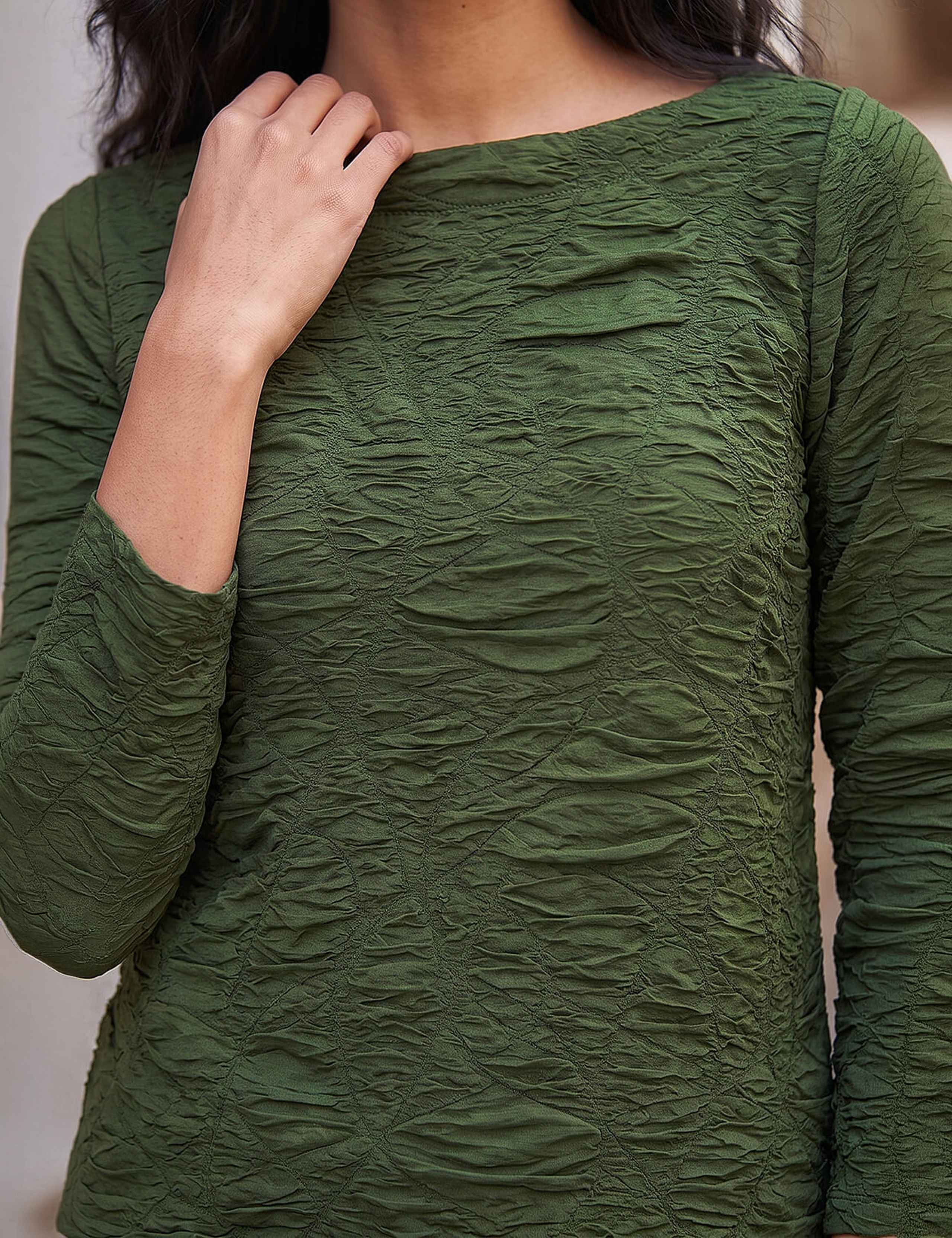 Textured Slash Neck Top 4 of 4