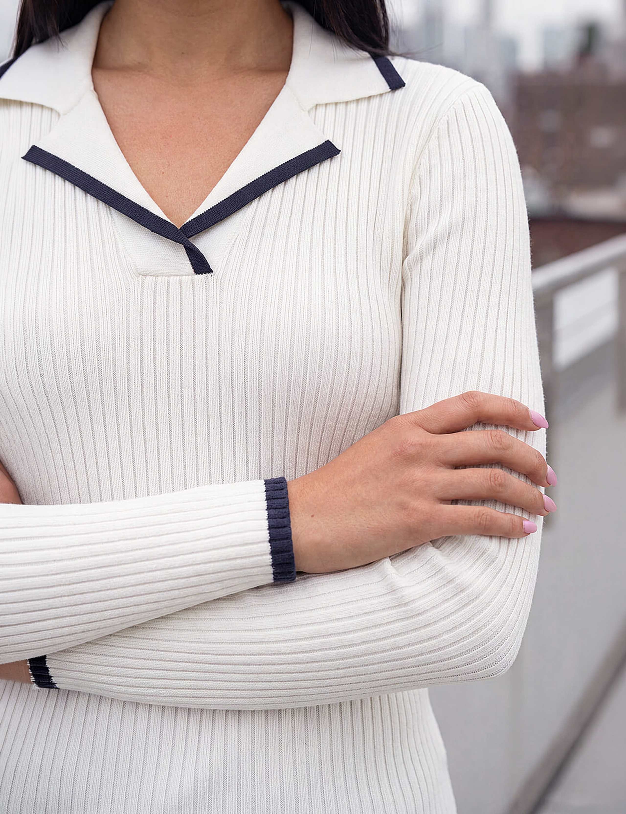 Tipped Detail Ribbed Henley Top 4 of 4