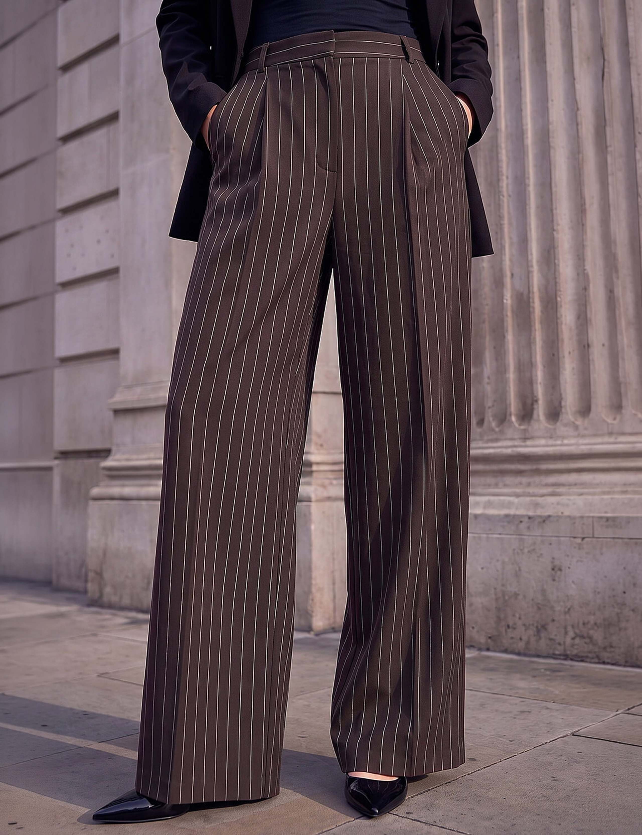 Pinstripe Wide Leg Trousers 2 of 4