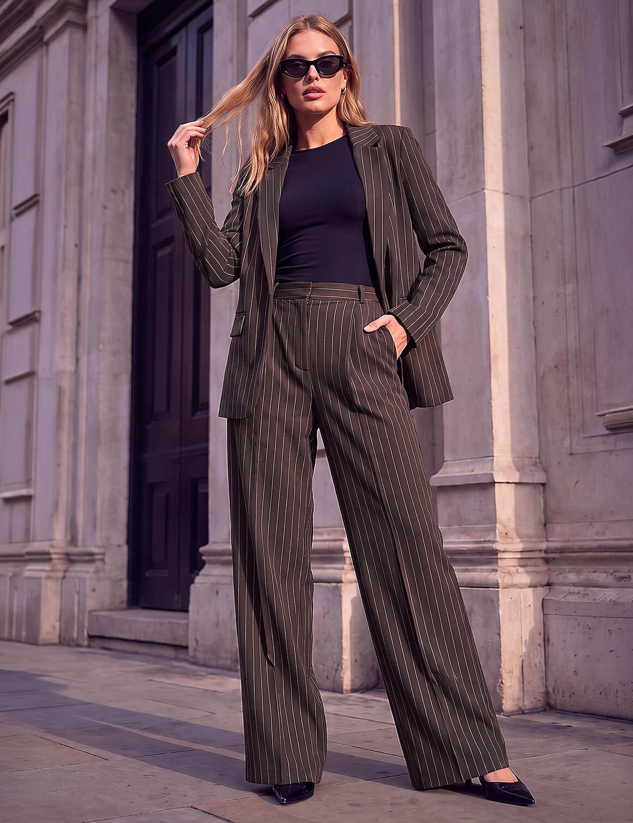 Pinstripe Wide Leg Trousers 4 of 4