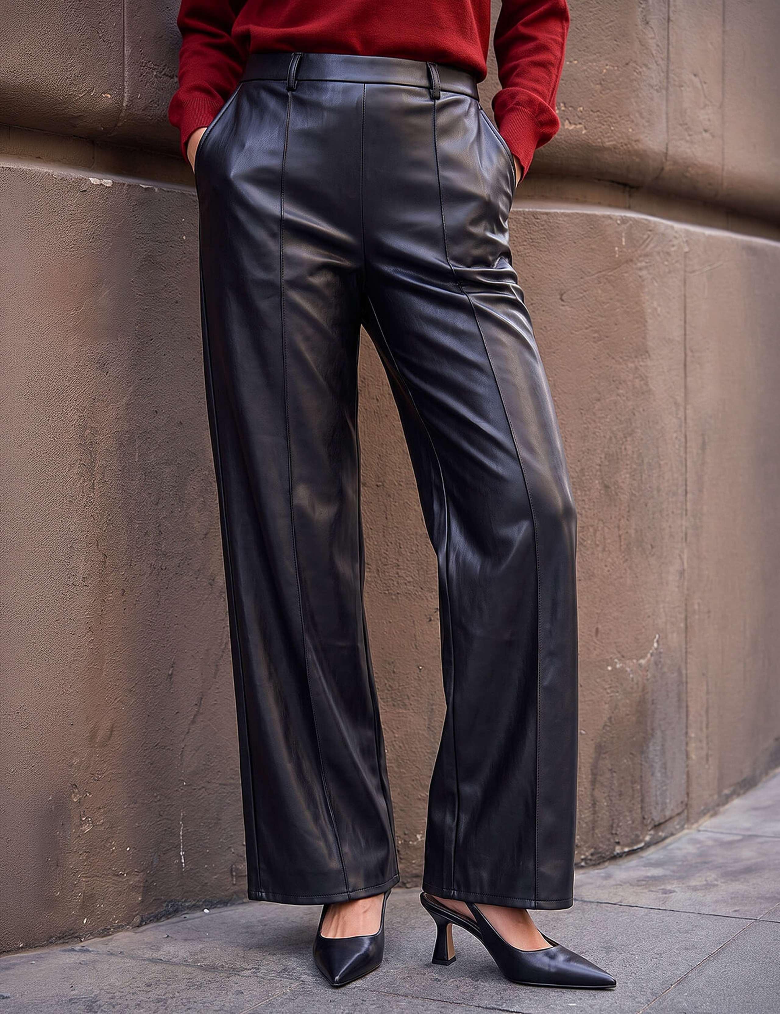 Leather Look Pintuck Trousers 2 of 4