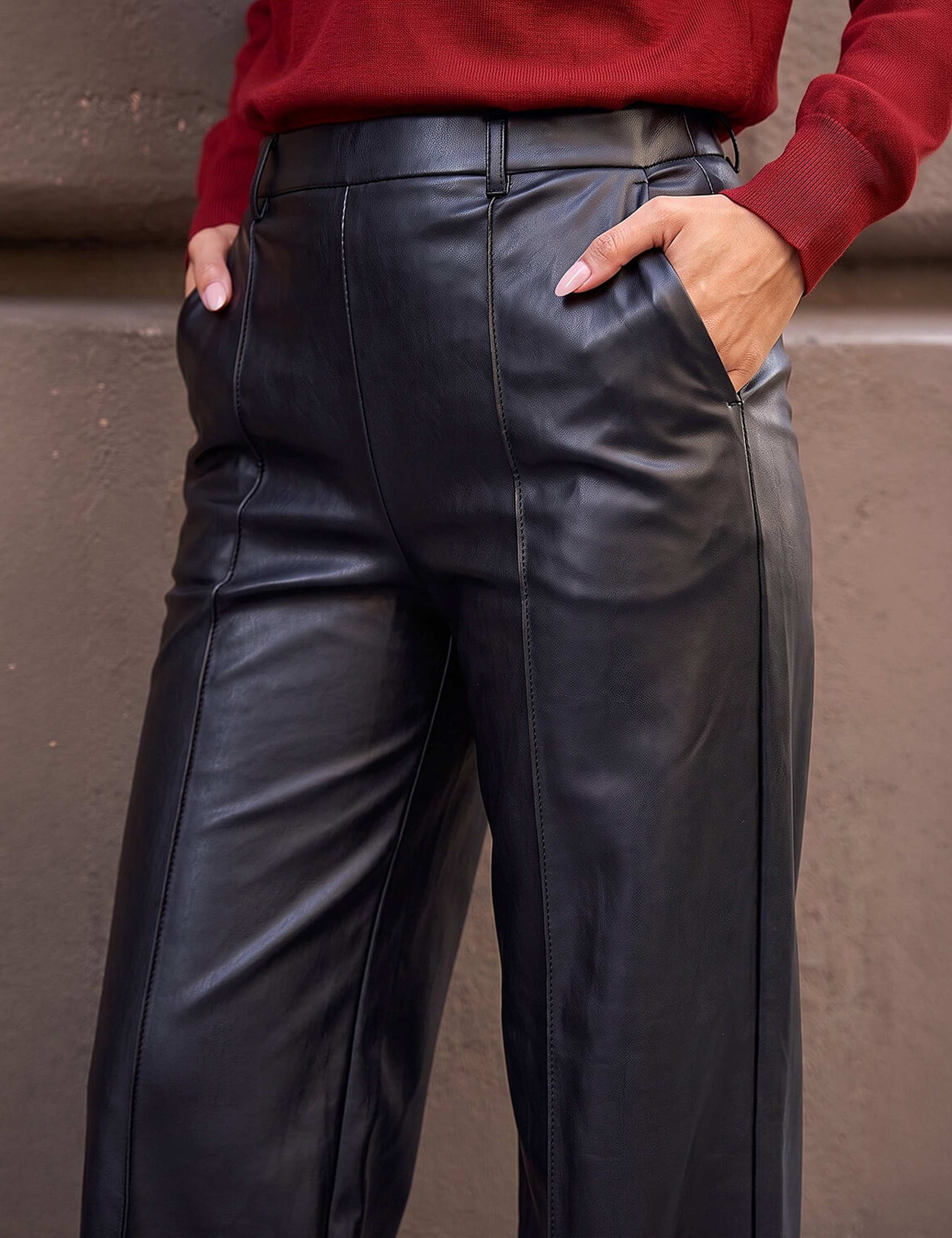 Leather Look Pintuck Trousers 4 of 4