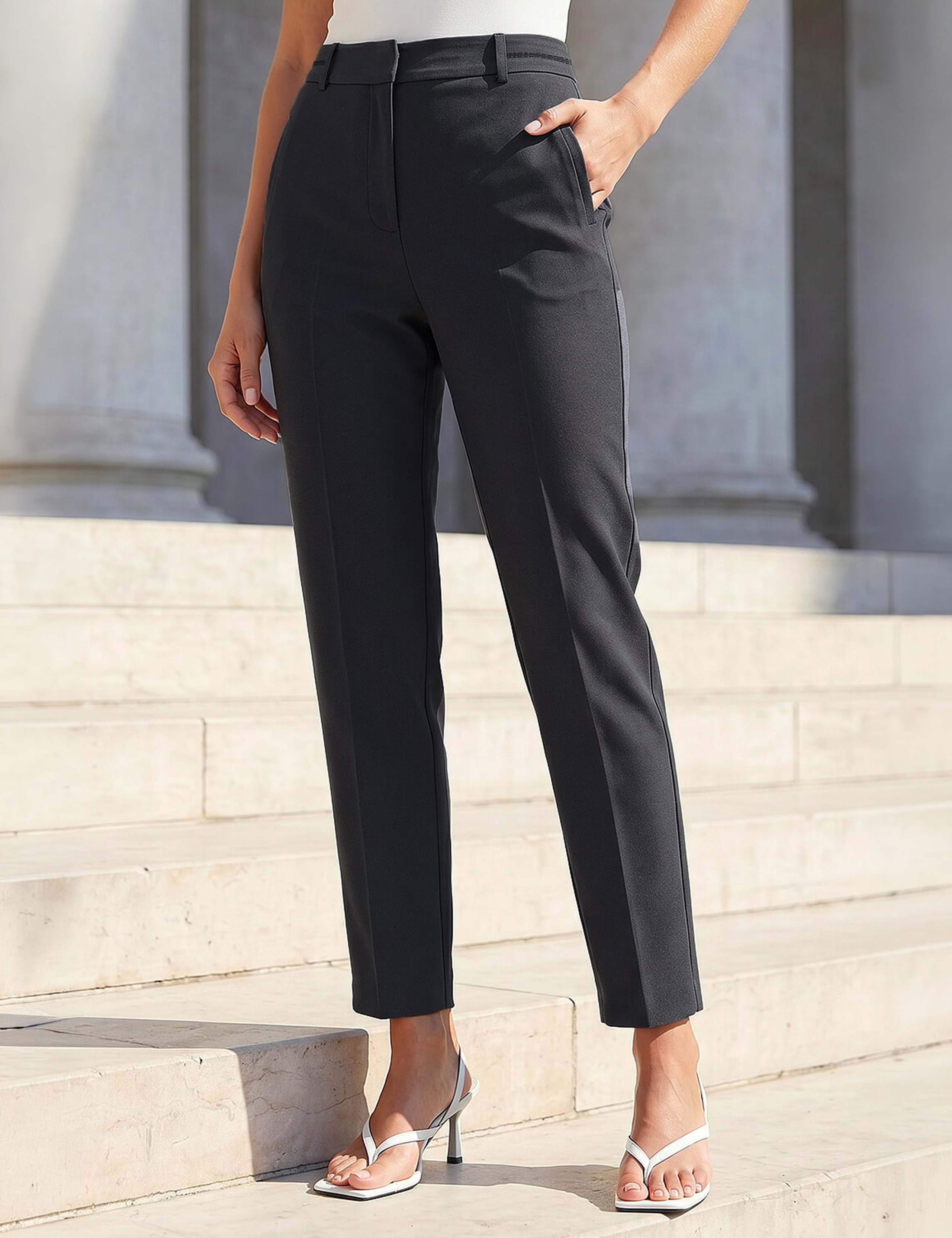 Straight Leg Trousers with Stretch 1 of 4