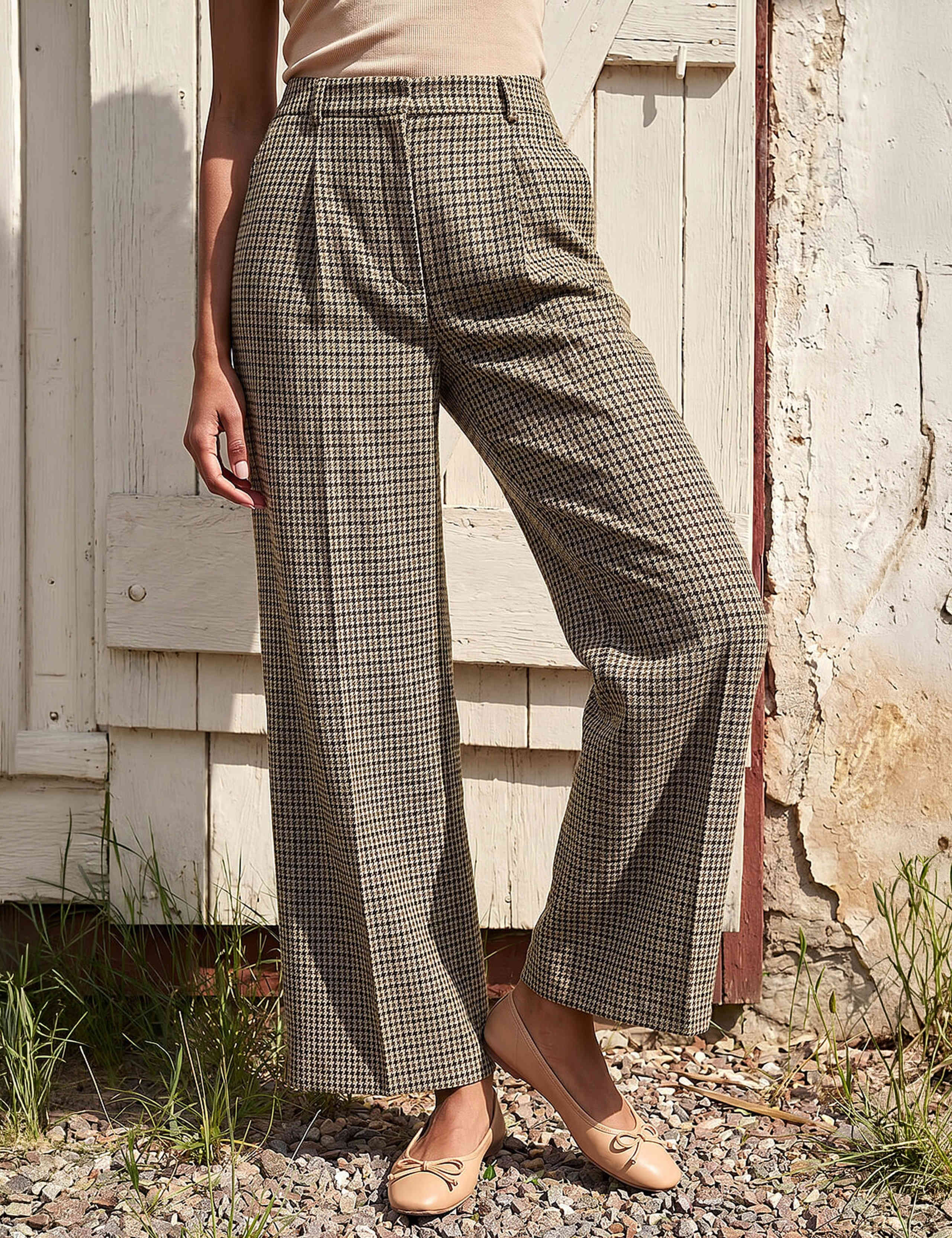 Tweed Wide Leg Trousers with Wool 2 of 4