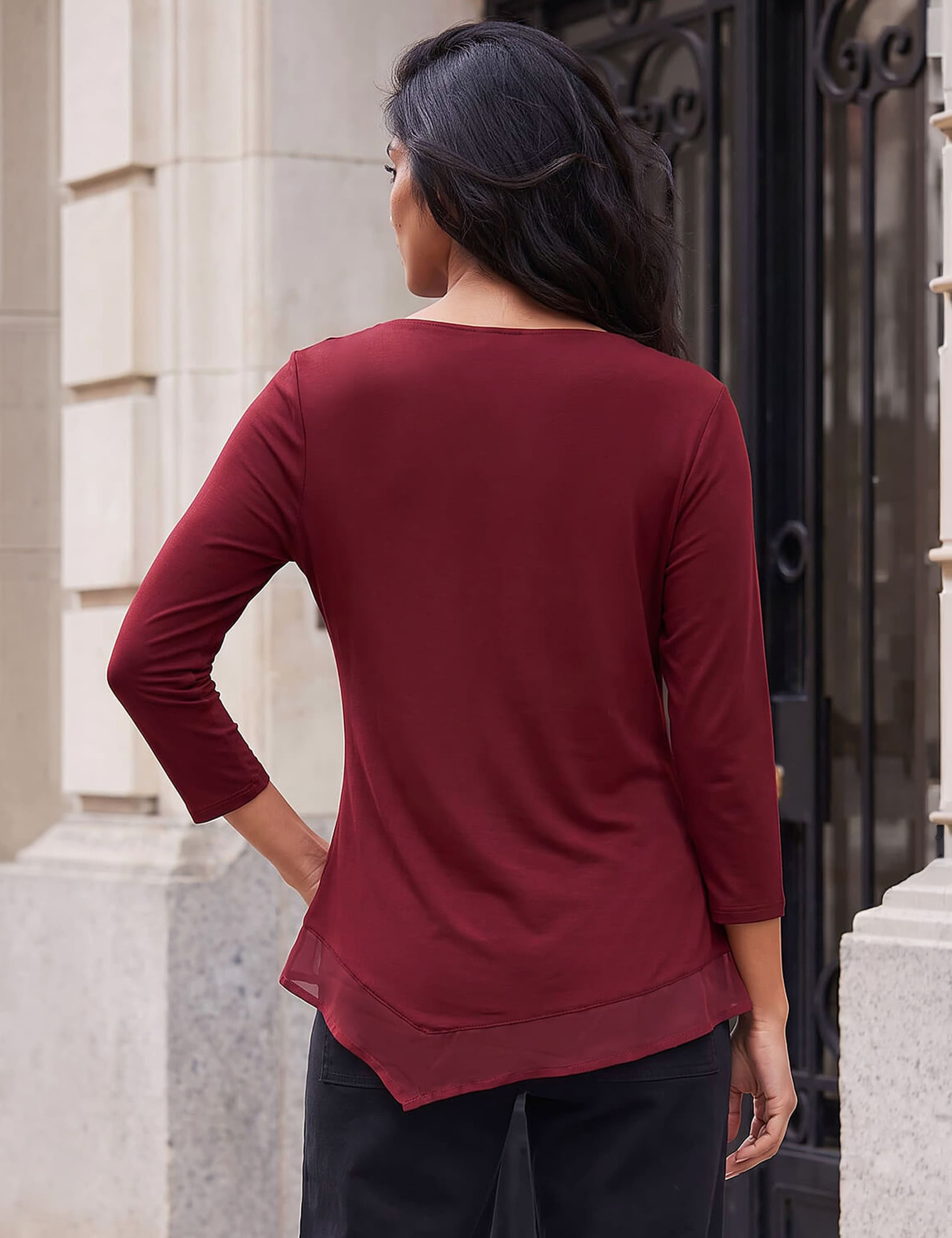 Button Detail Chiffon Hem Top 2 of 4