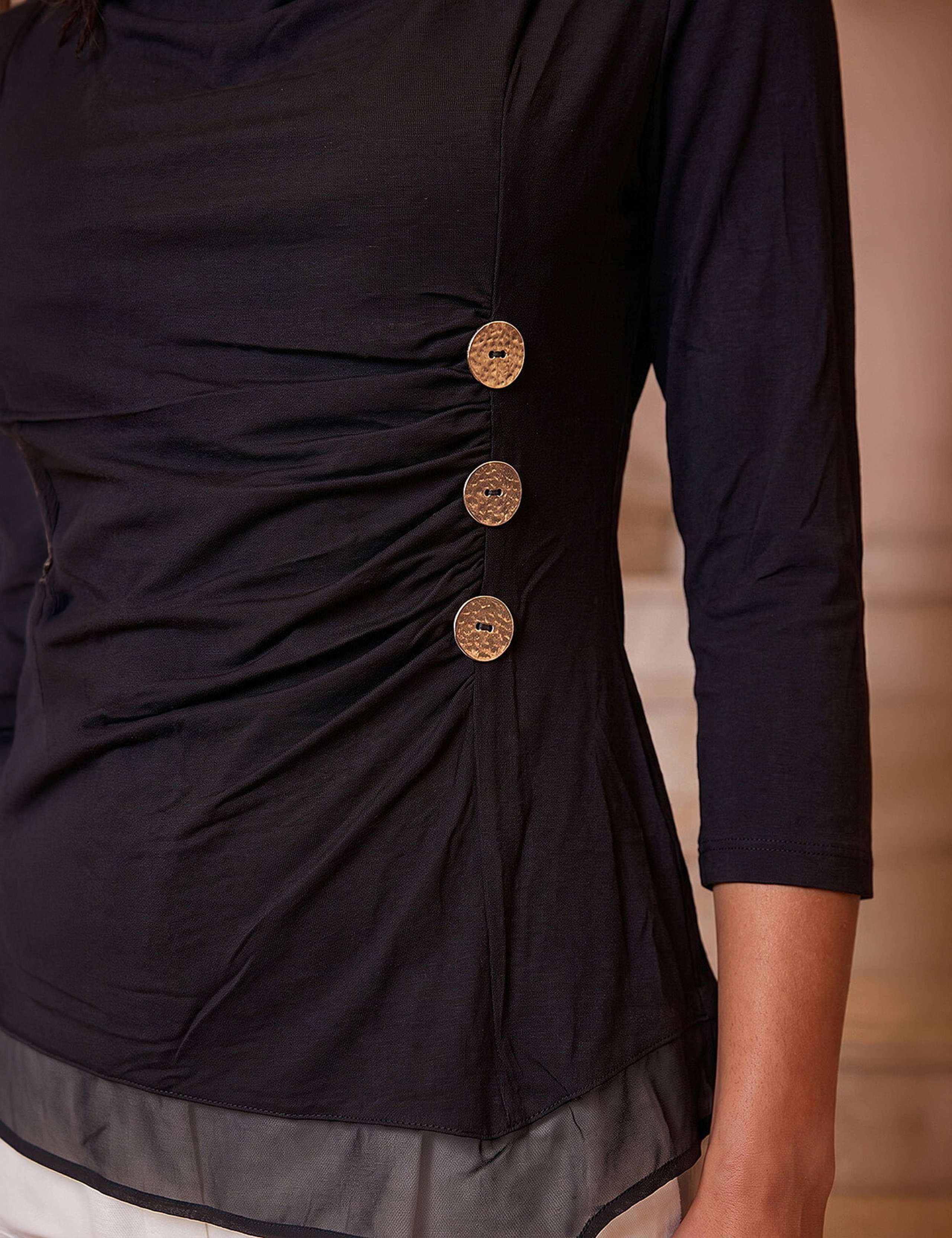 Button Detail Chiffon Hem Top 4 of 4