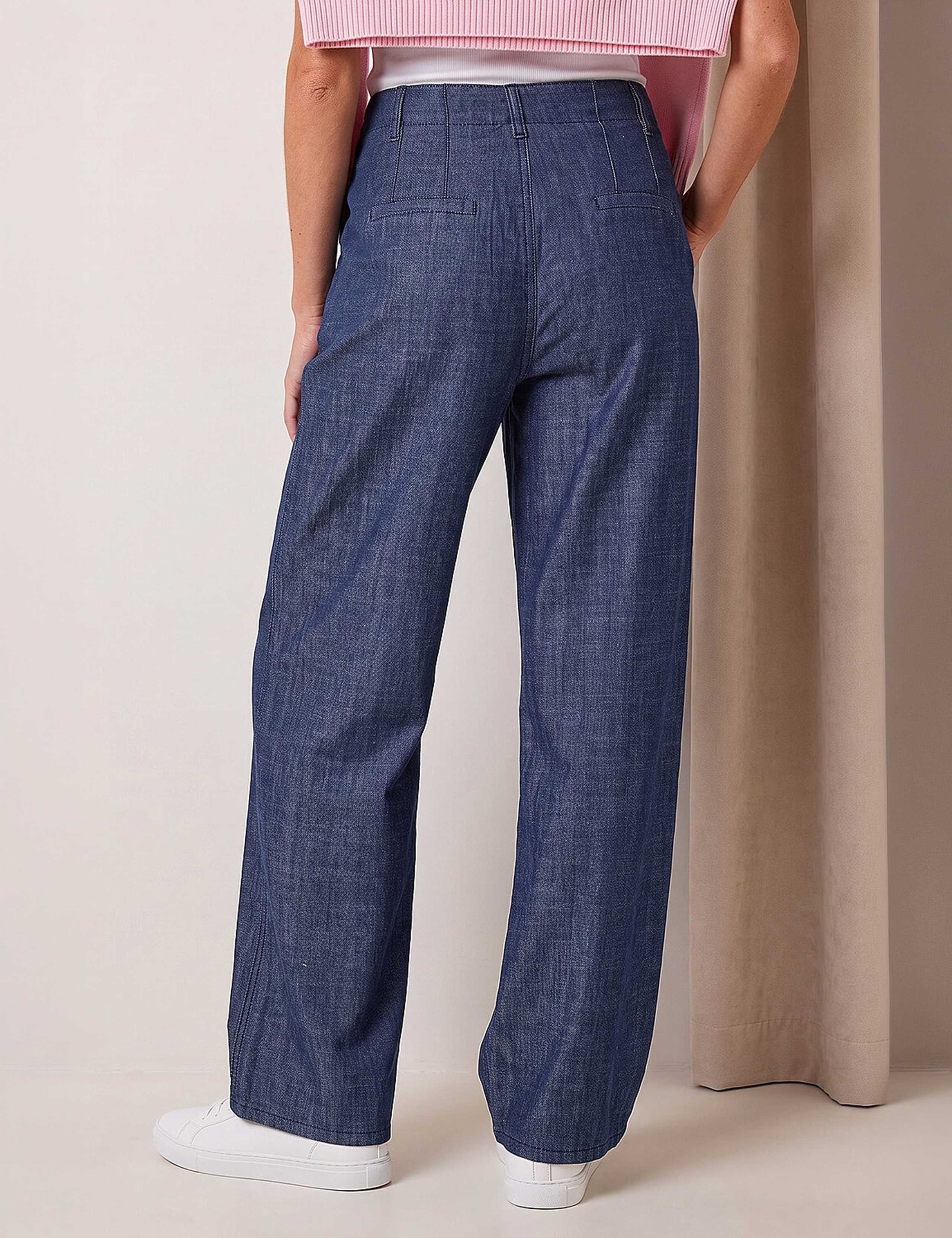 Cotton Rich Pleated Wide Leg Jeans 3 of 4
