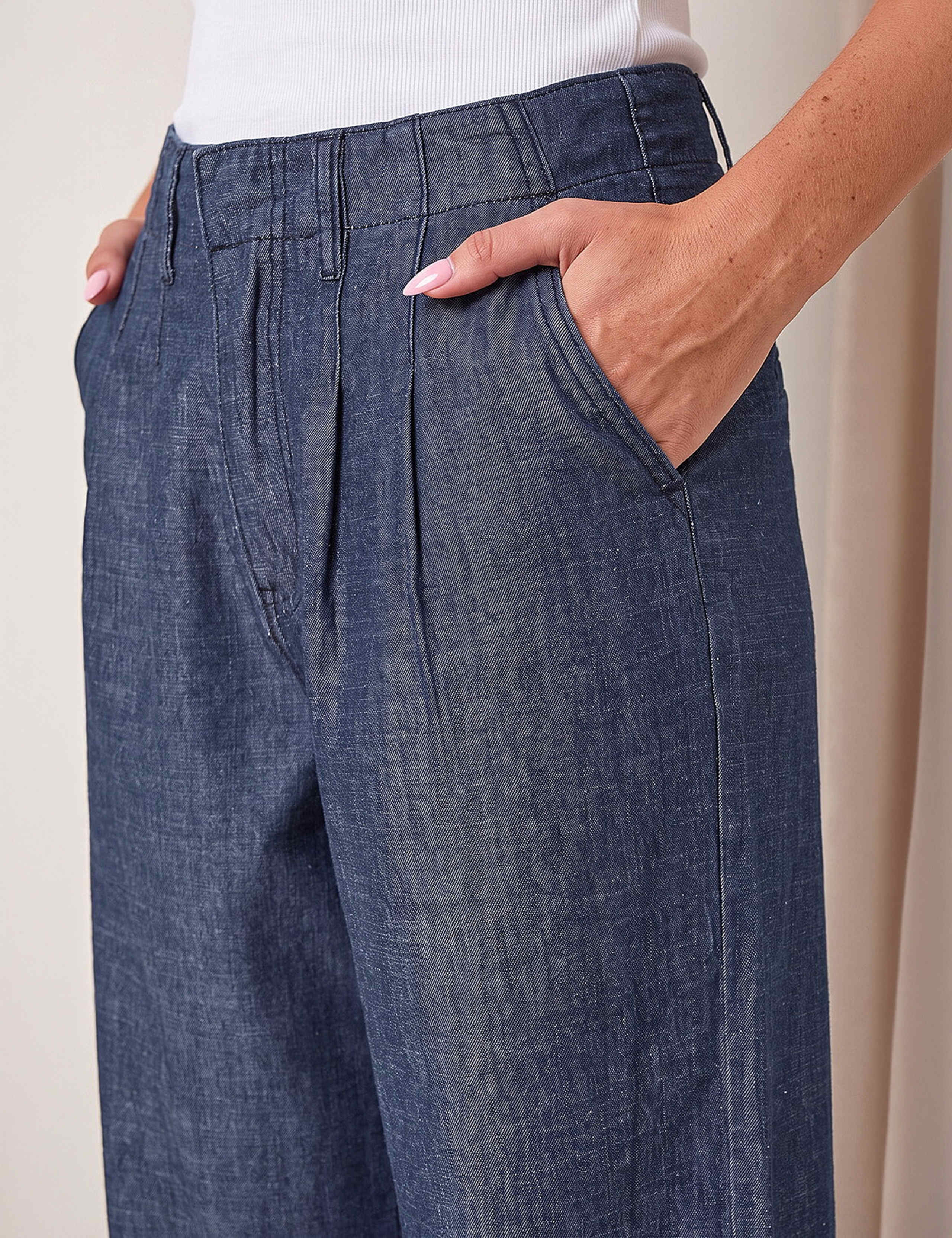 Cotton Rich Pleated Wide Leg Jeans 4 of 4