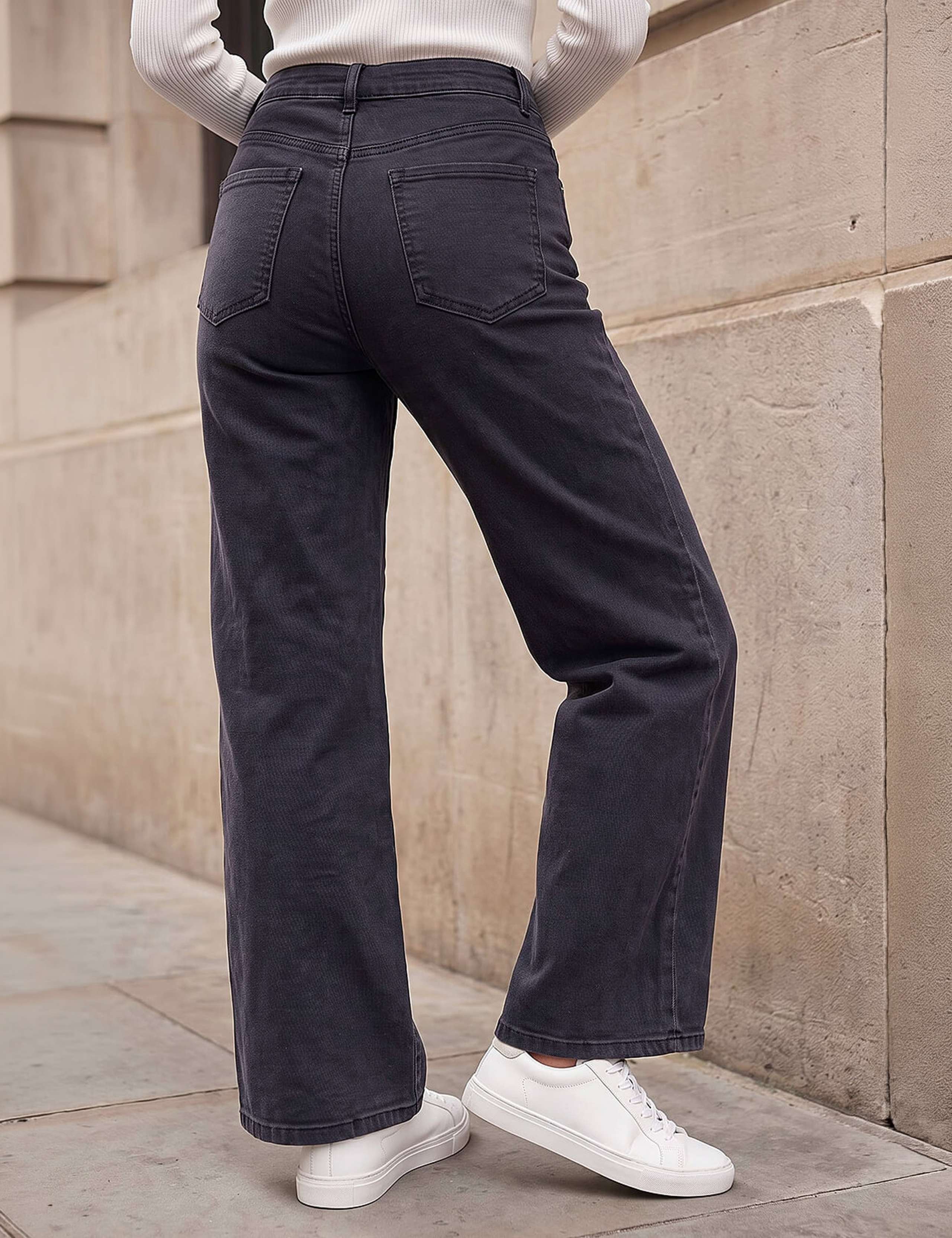 Petite Mid Rise Stretch Wide Leg Jeans 2 of 4