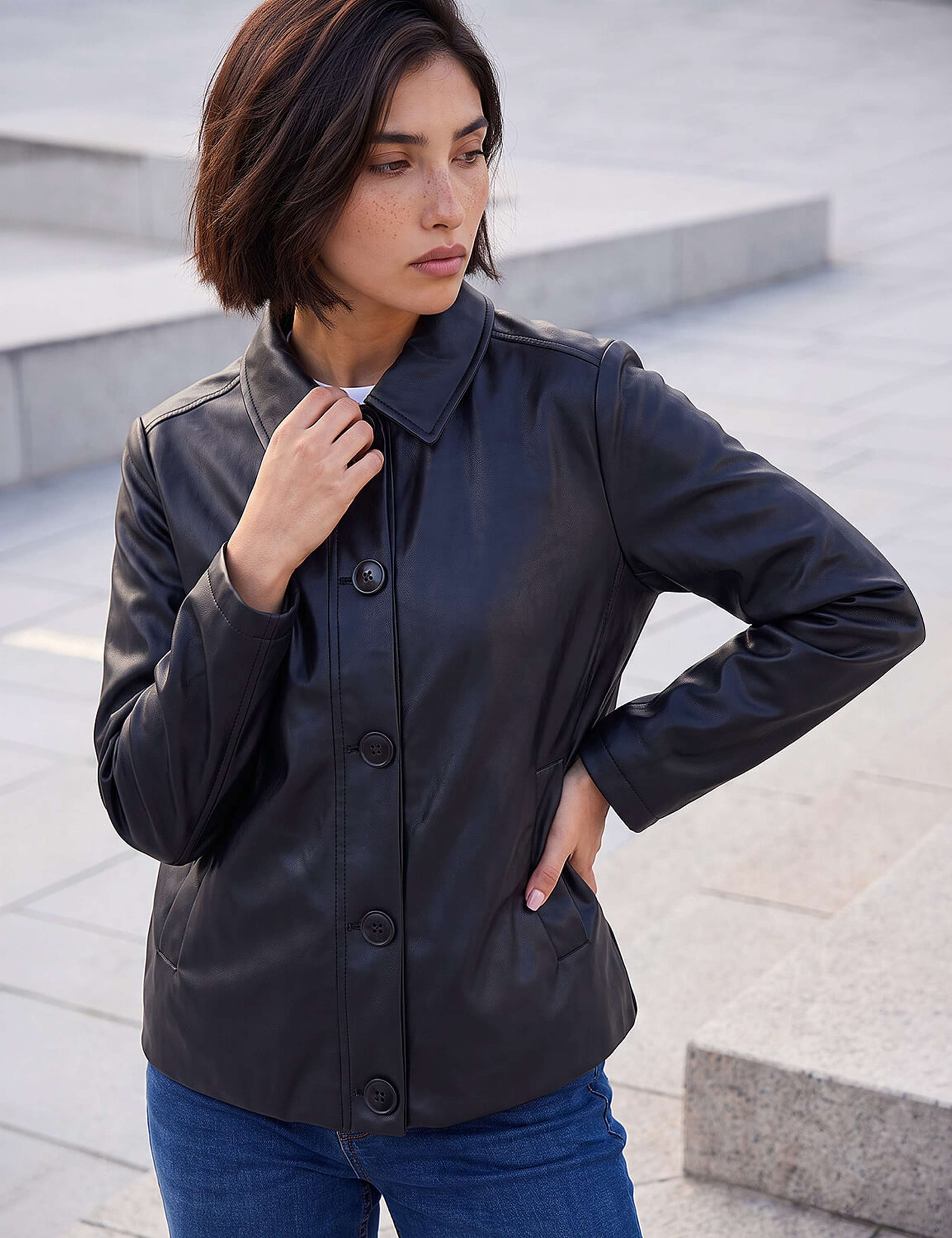 Petite Faux Leather Short Jacket 1 of 4
