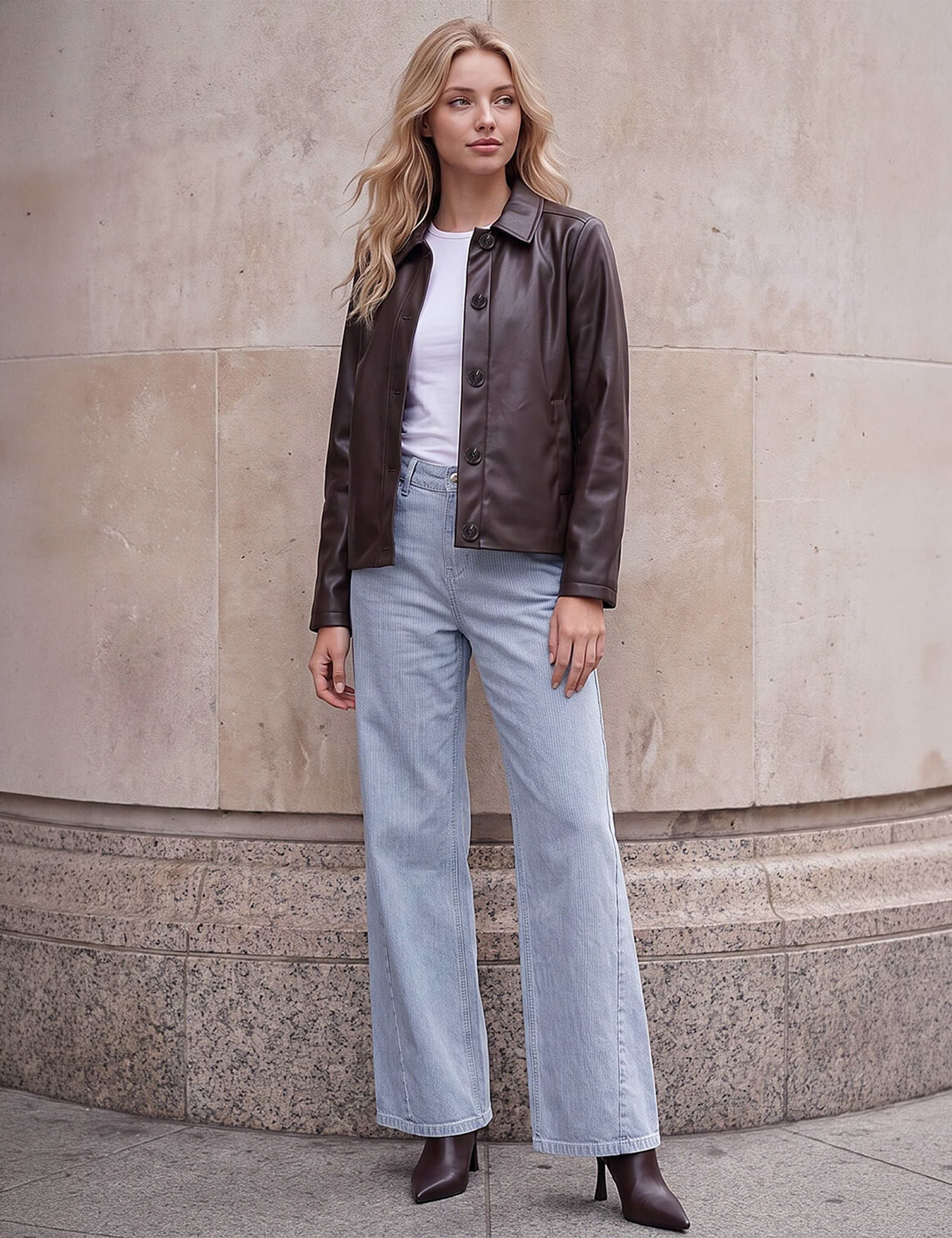 Petite Faux Leather Button Jacket 2 of 4
