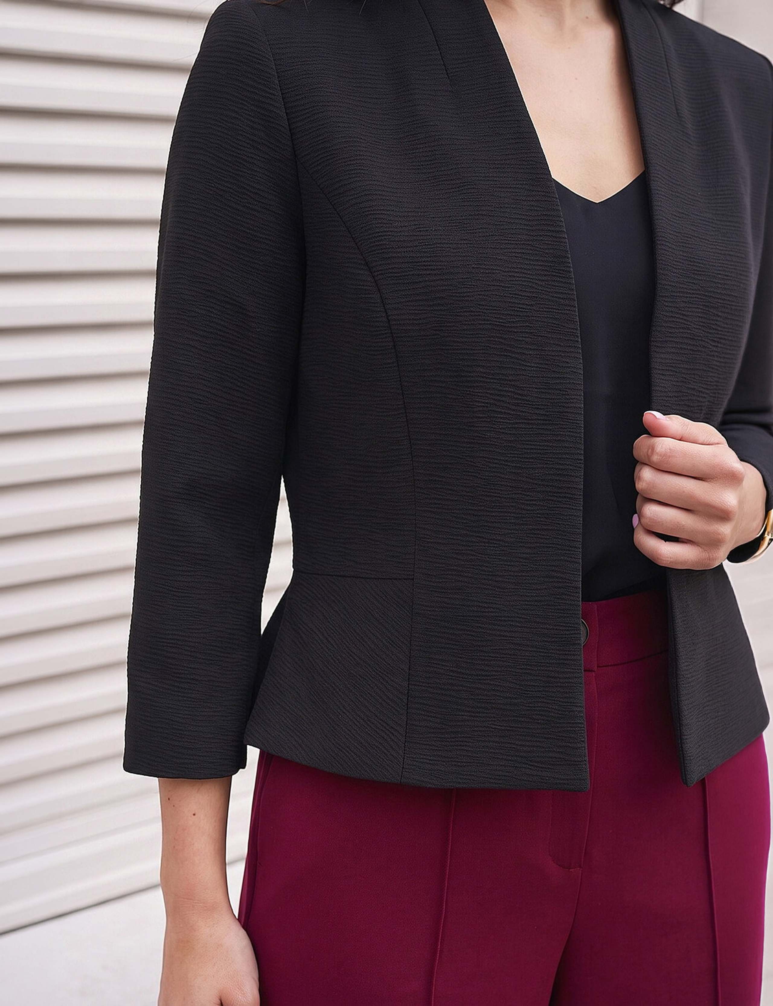 Textured Peplum Cropped Jacket 4 of 4