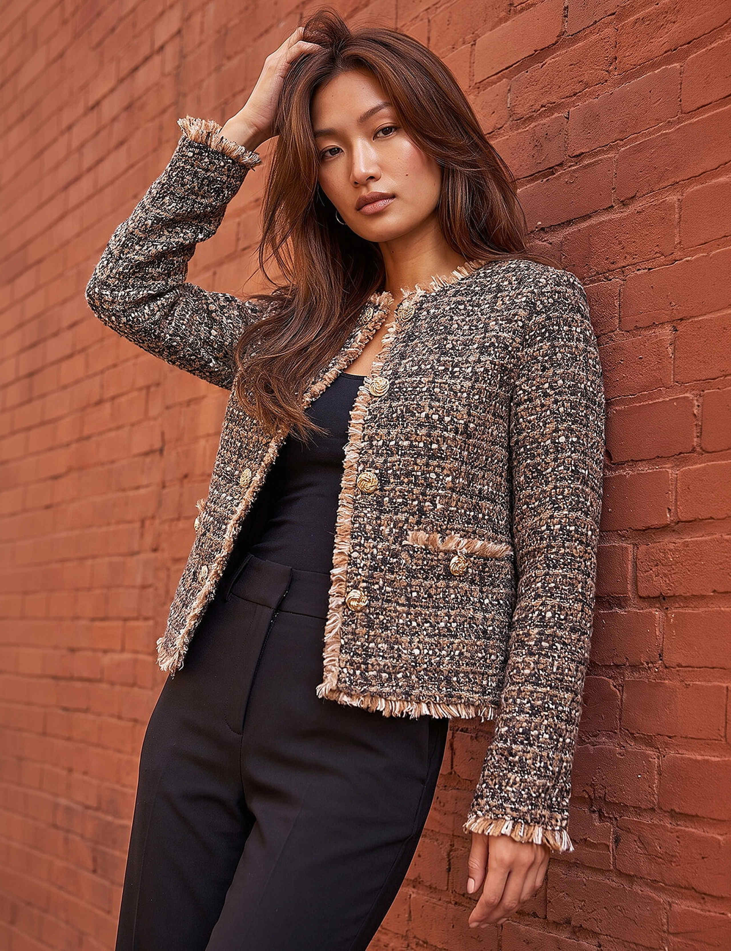 Boucle Frayed Edge Cropped Jacket 1 of 4