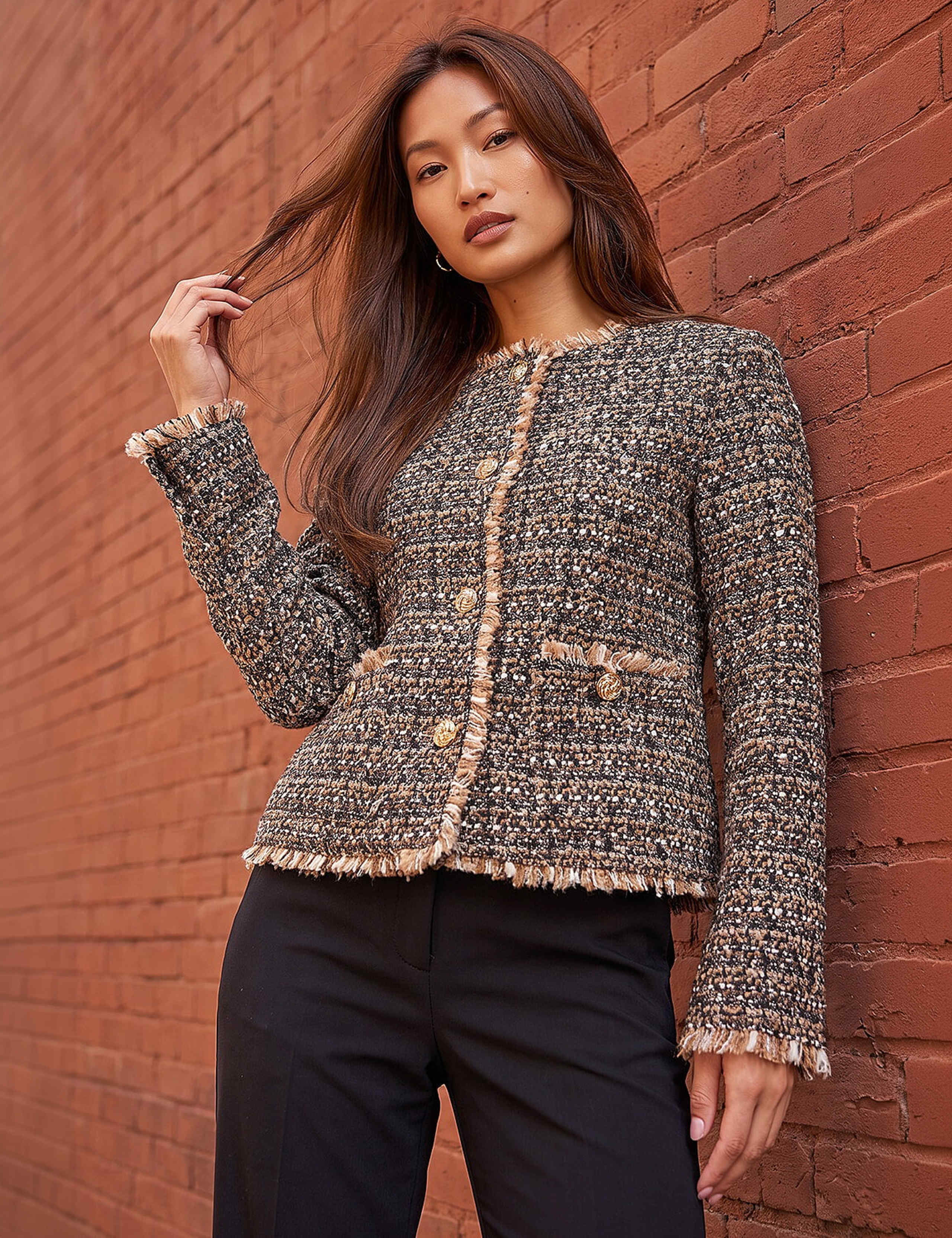 Boucle Frayed Edge Cropped Jacket 2 of 4