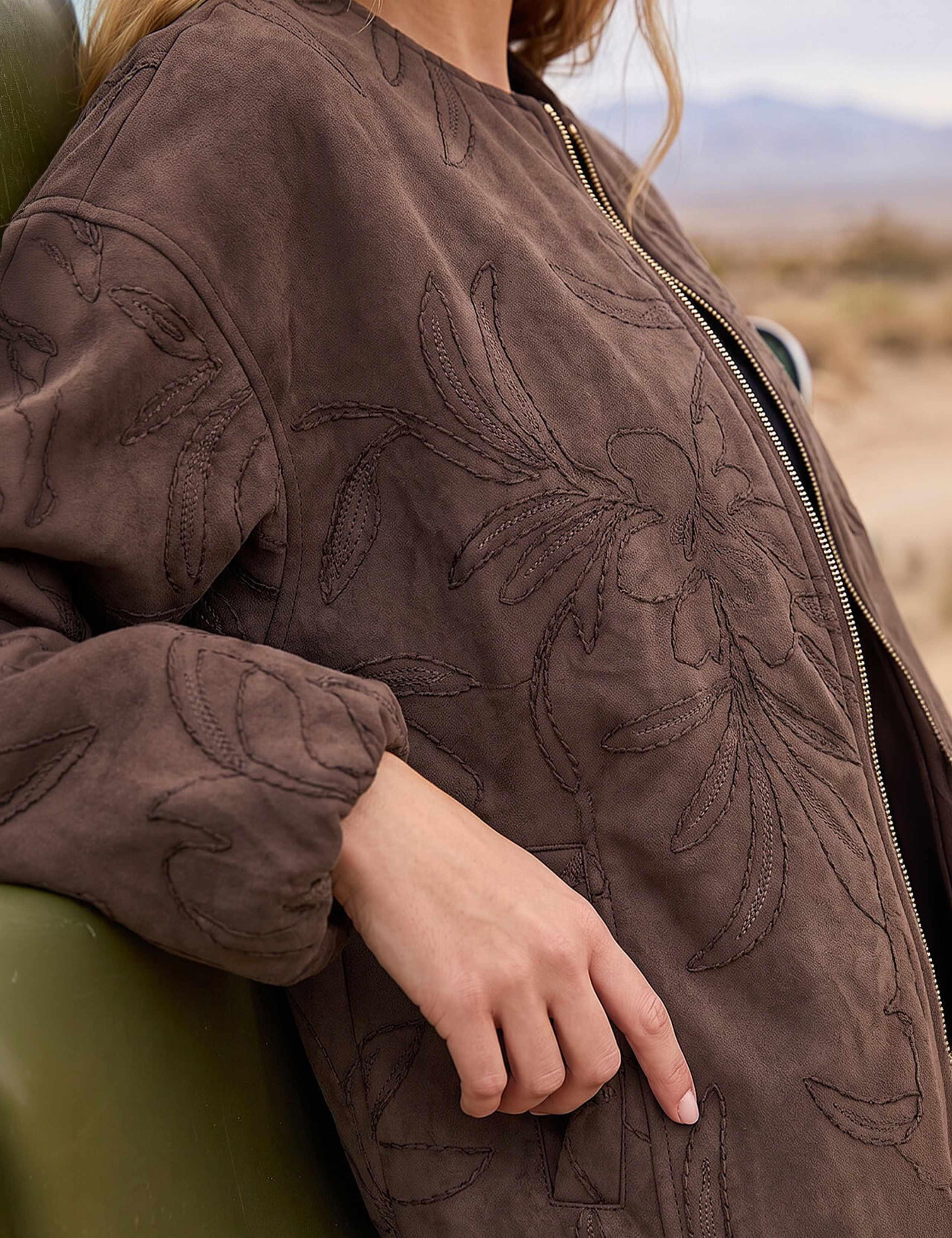 Embroidered Cropped Bomber Jacket 4 of 4