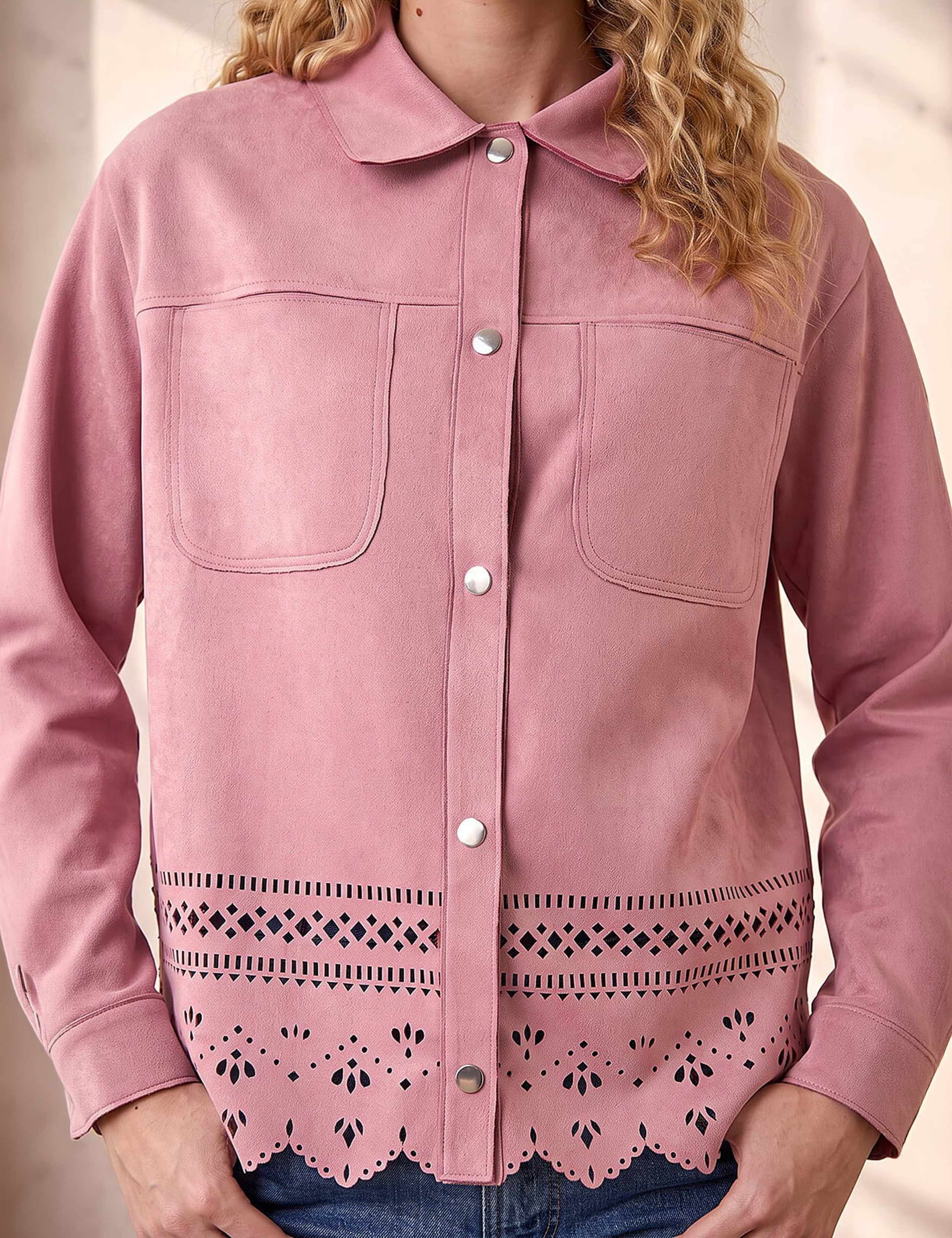 Faux Suede Cut Out Shacket 3 of 4