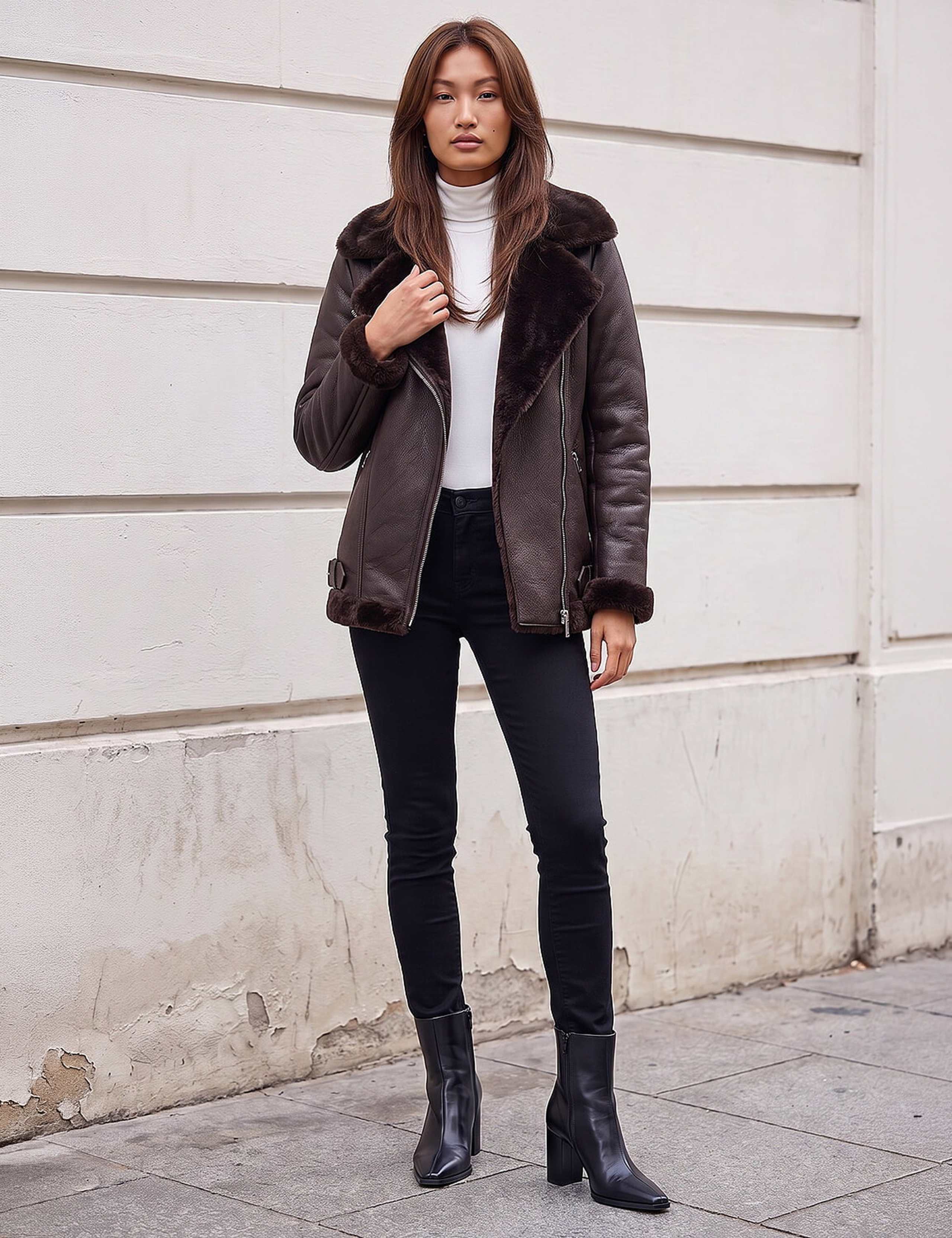 Faux Fur Cropped Aviator Jacket 2 of 4
