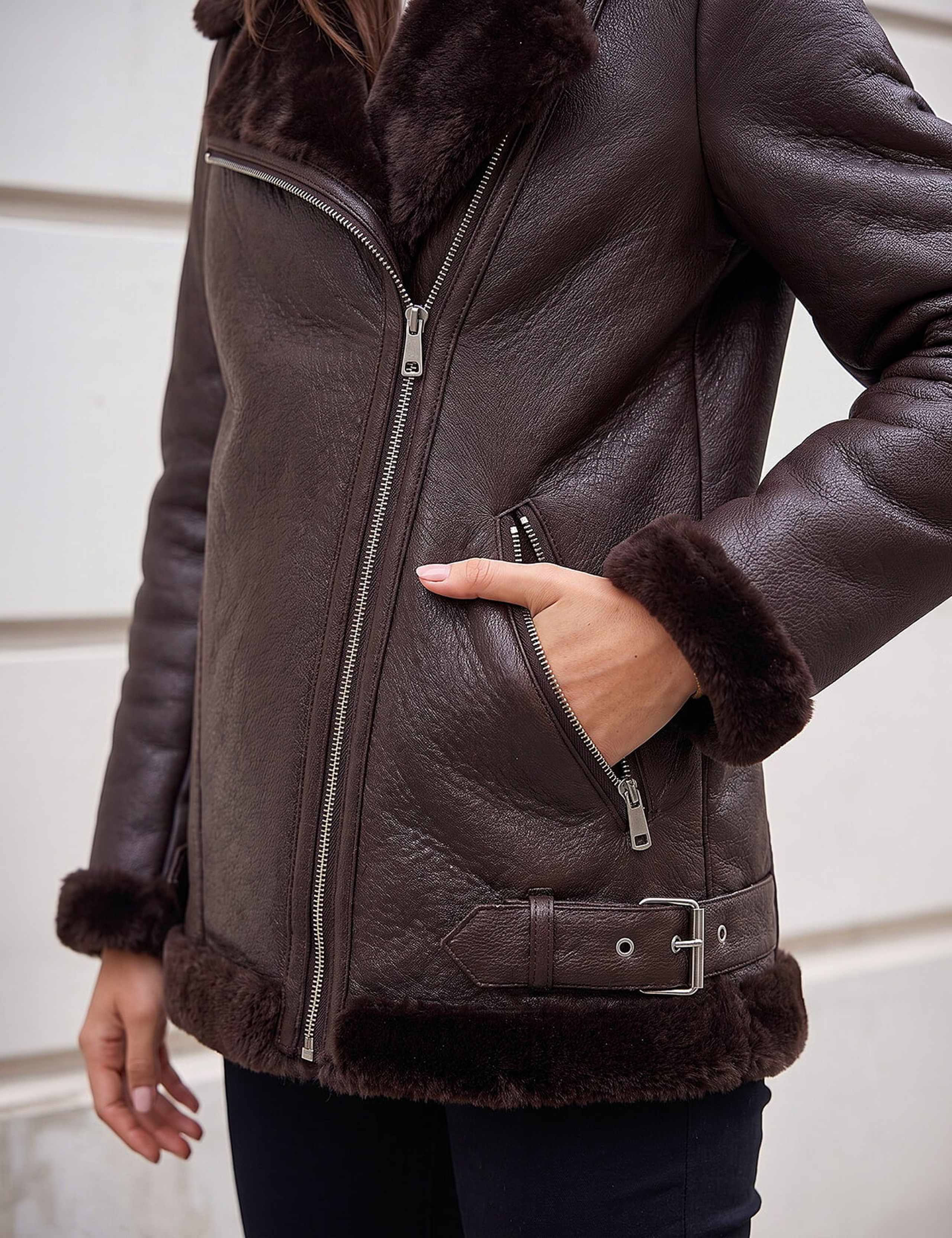 Faux Fur Cropped Aviator Jacket 4 of 4